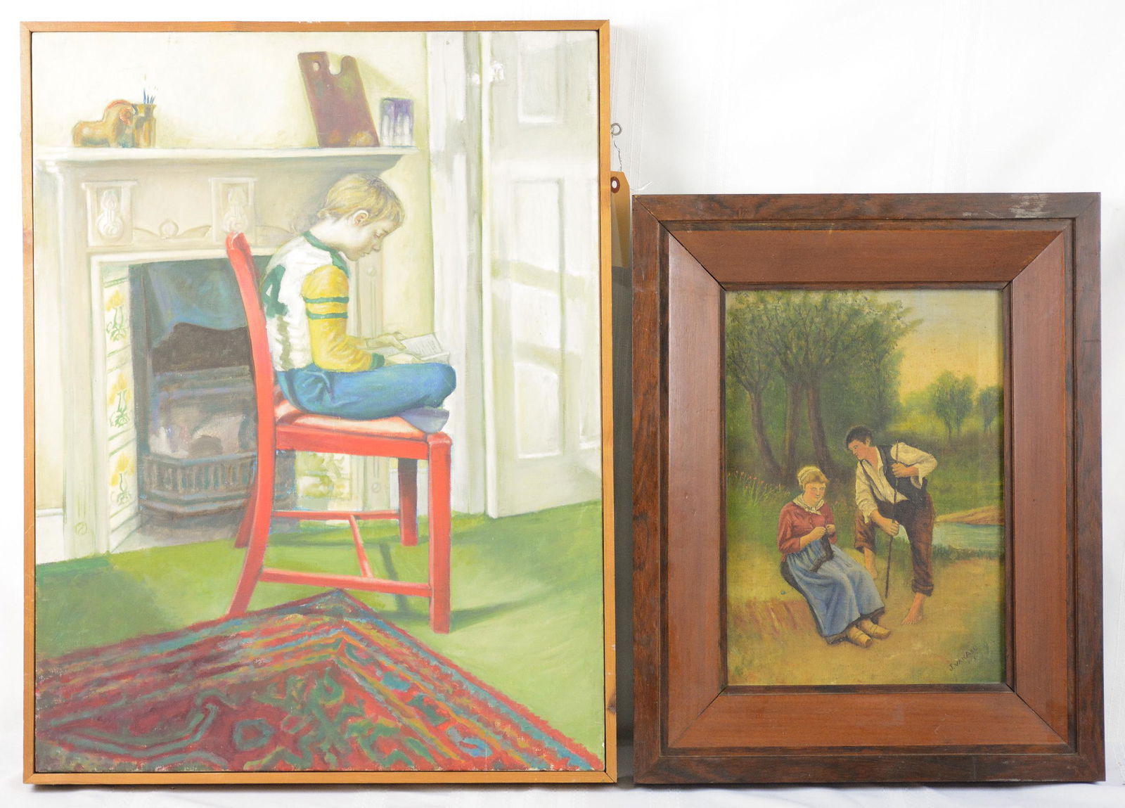 2pcs Framed Art - Boy Reading & Man and Woman (1 of 4)