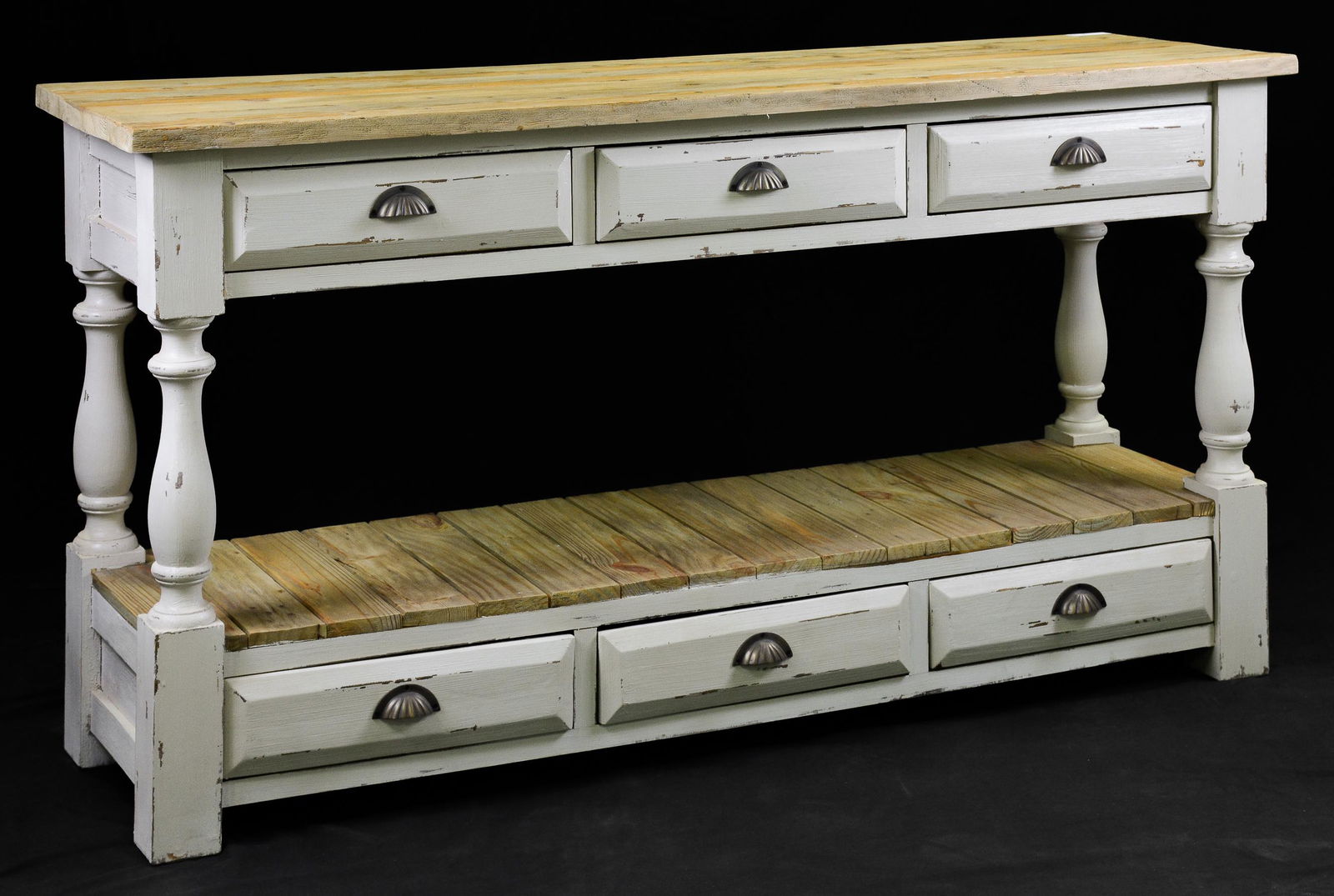 Coastal 6 Drawer Painted Base Console Table (1 of 4)