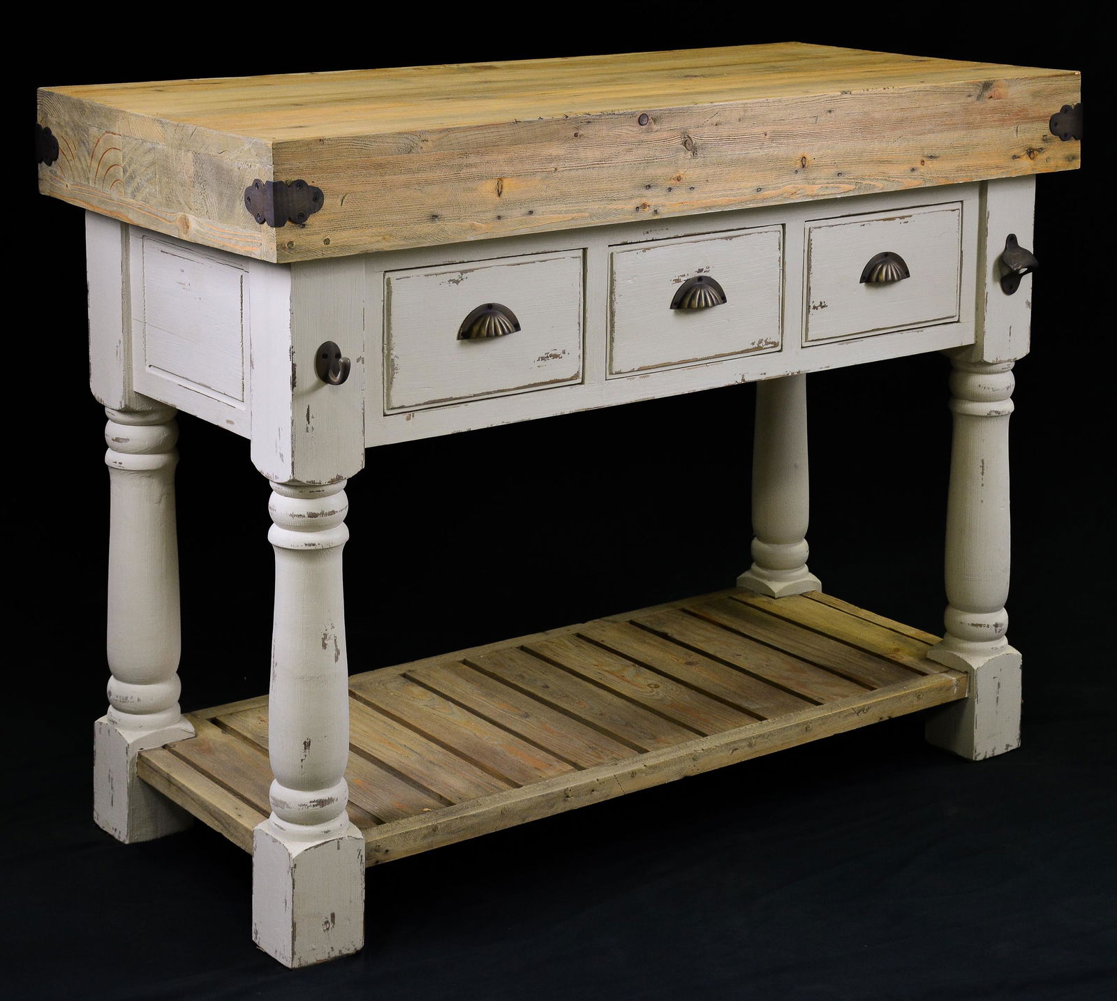 Painted Base 3 Drawer Kitchen Island (1 of 3)