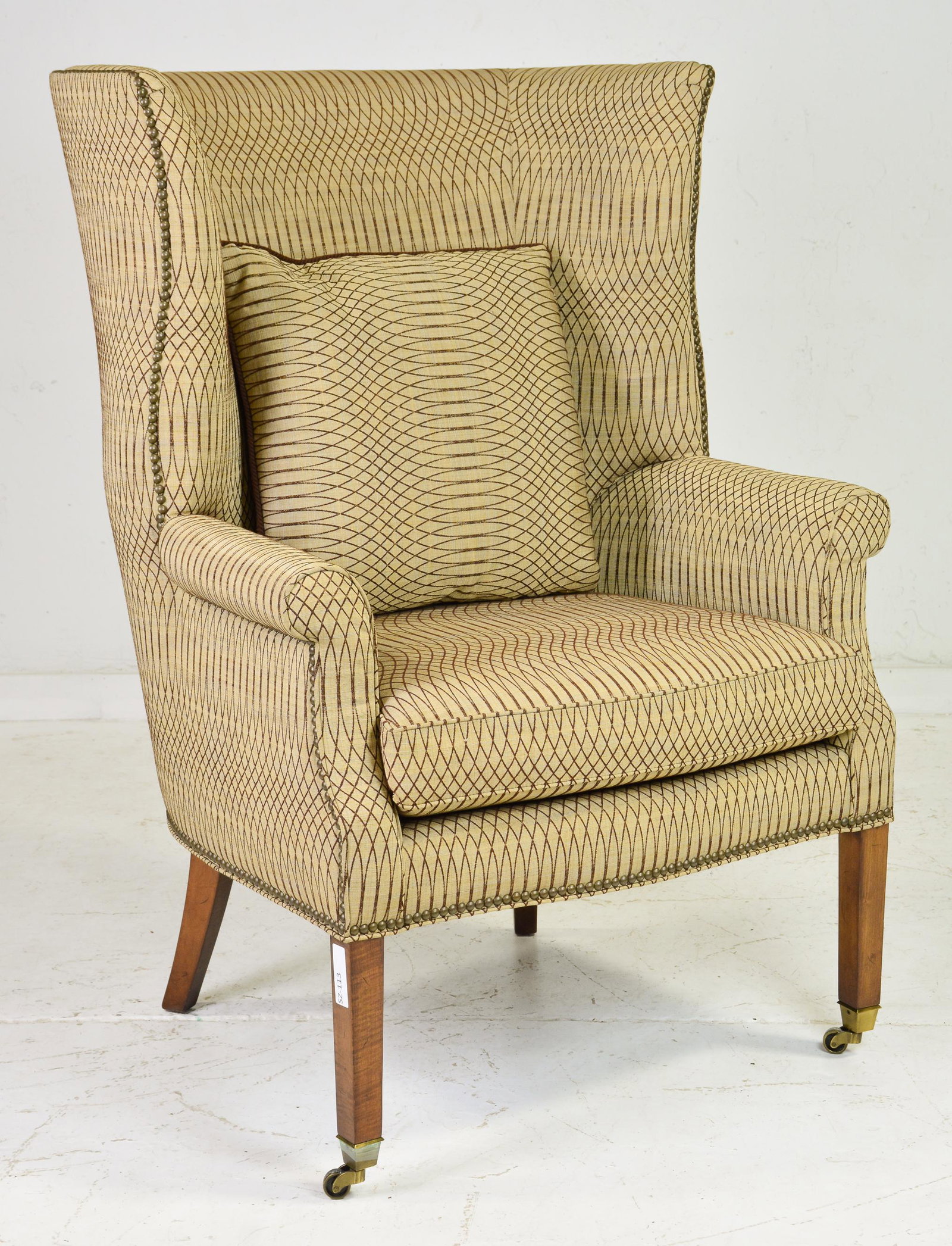 Henredon Wing Back Arm Chair With Pillow: Henredon Wing Back Arm Chair with Pillow - 47 in tall x 34 x 37