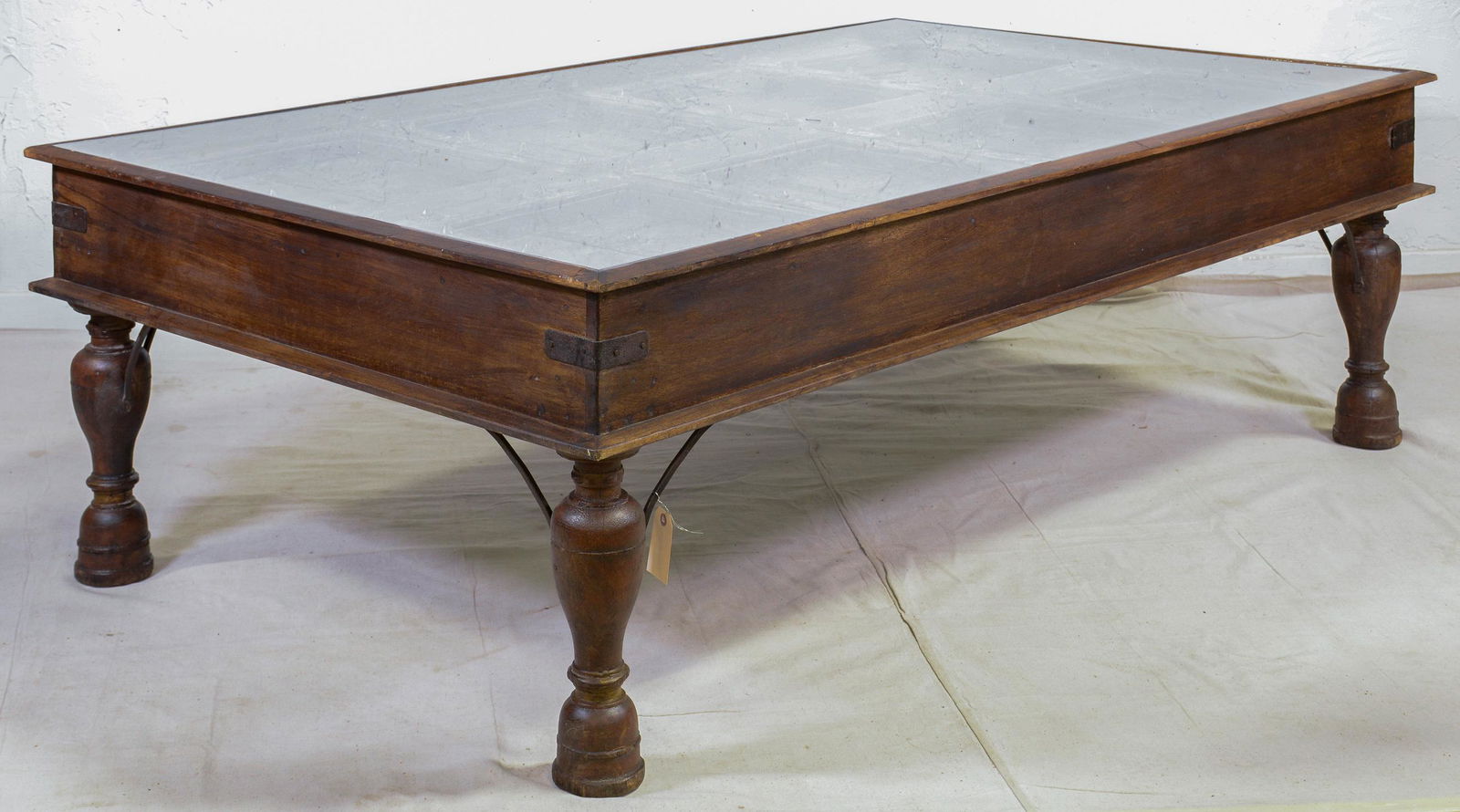 Very Large Reclaimed Timber Glass Top Coffee Table (1 of 3)
