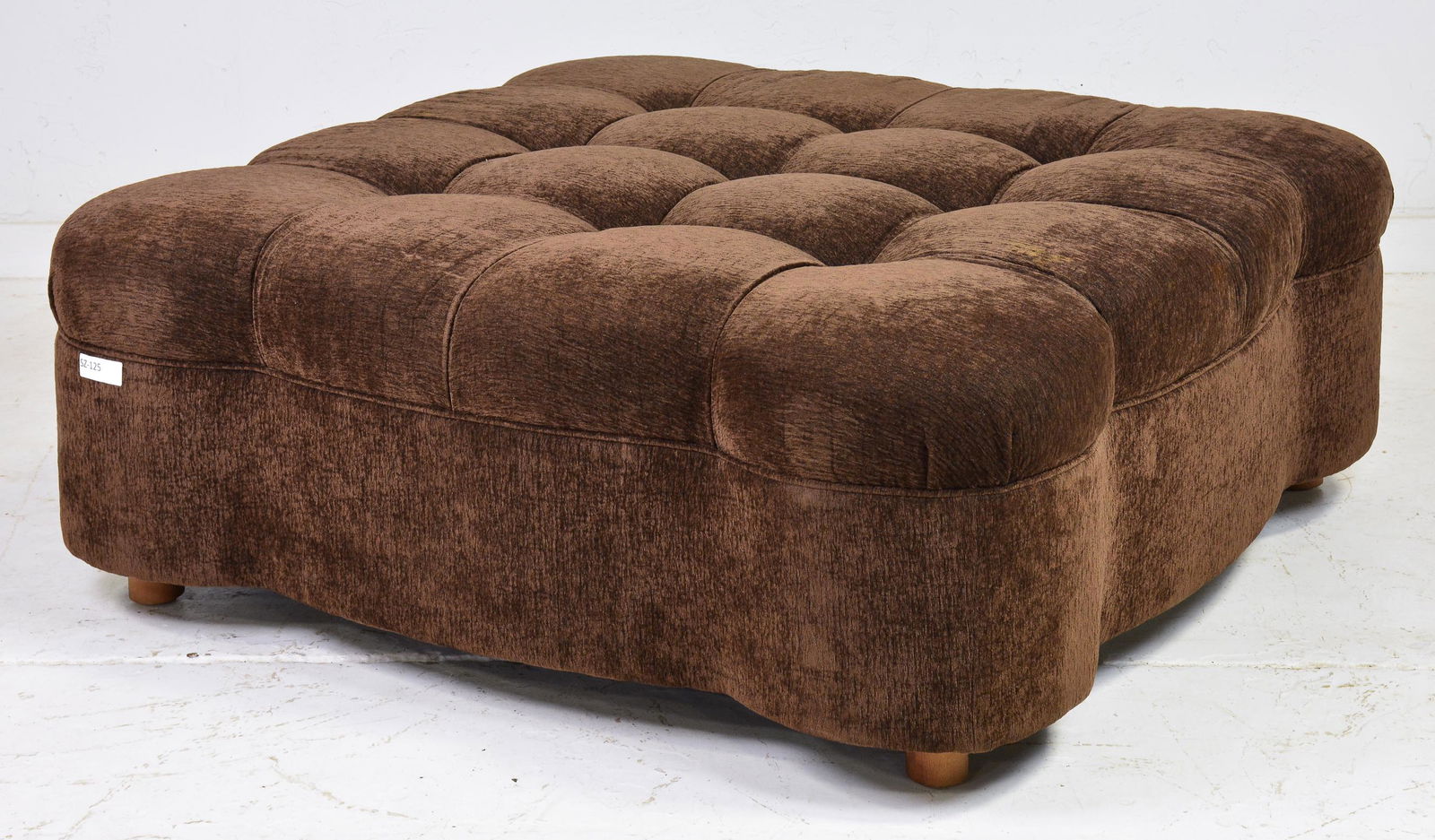 Large Button Tufted Brown Upholstered Ottoman (1 of 2)