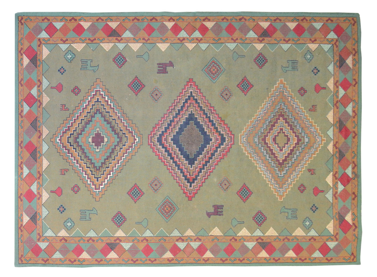 European Multi Color Diamond Pattern Rug (1 of 3)