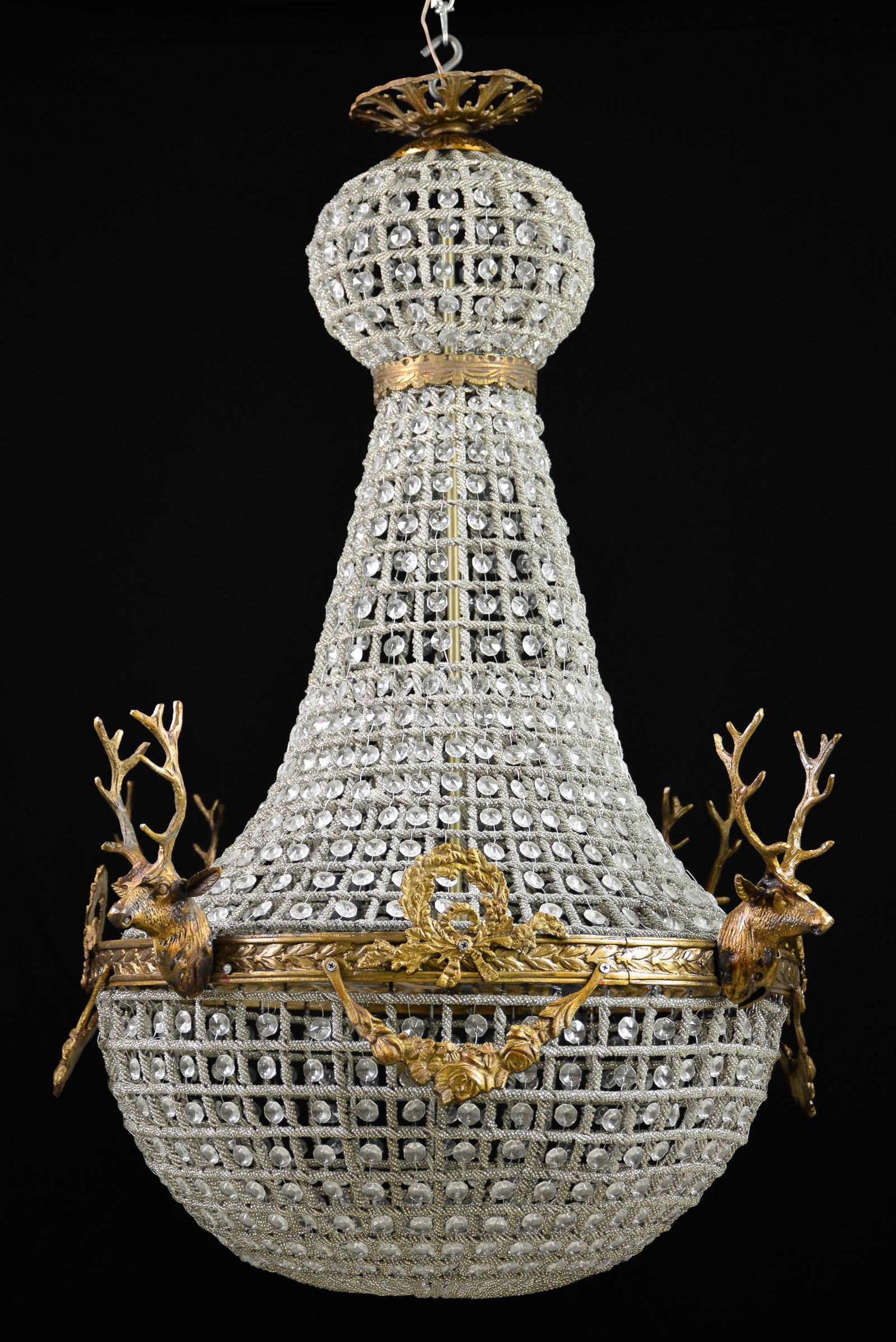 Empire Style Chandelier With Bronze Stag Heads (1 of 3)