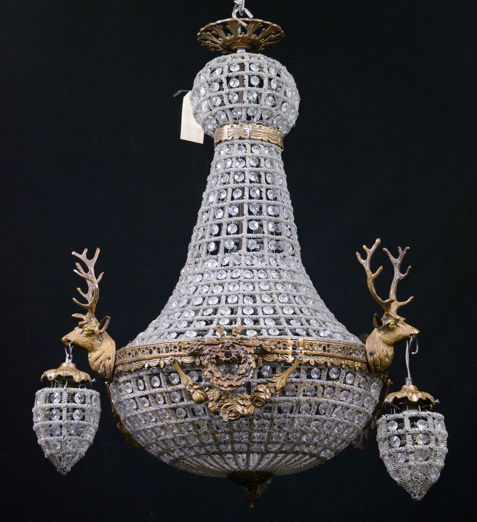 Empire Style Chandelier with Stag Heads & Globes (1 of 3)