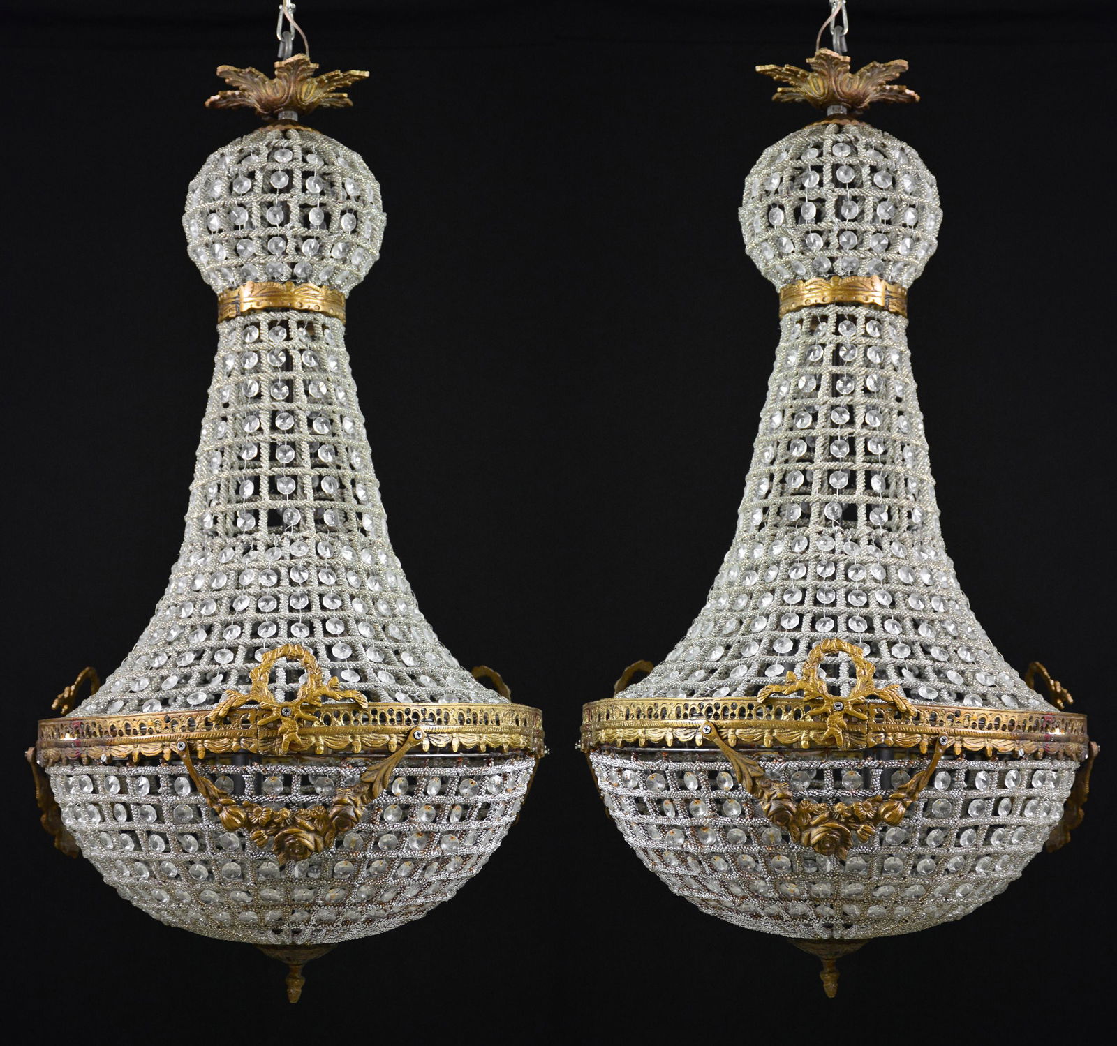 Pair Empire Style Chandelier with Bronze Wreath (1 of 3)