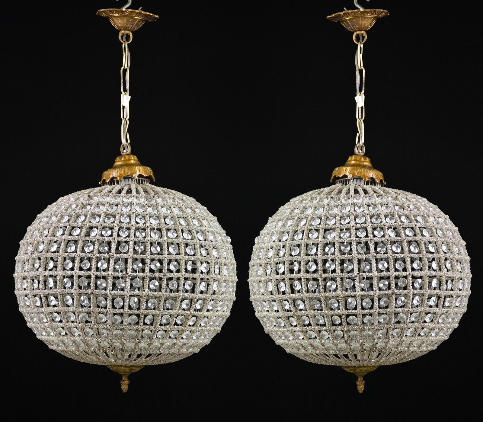 Pair Empire Style Globe Shape Chandeliers (1 of 2)