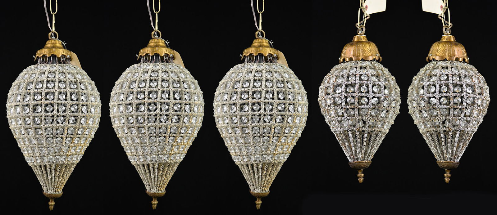 5 Assorted Tear Drop Shape Empire Style Chandeliers (1 of 3)