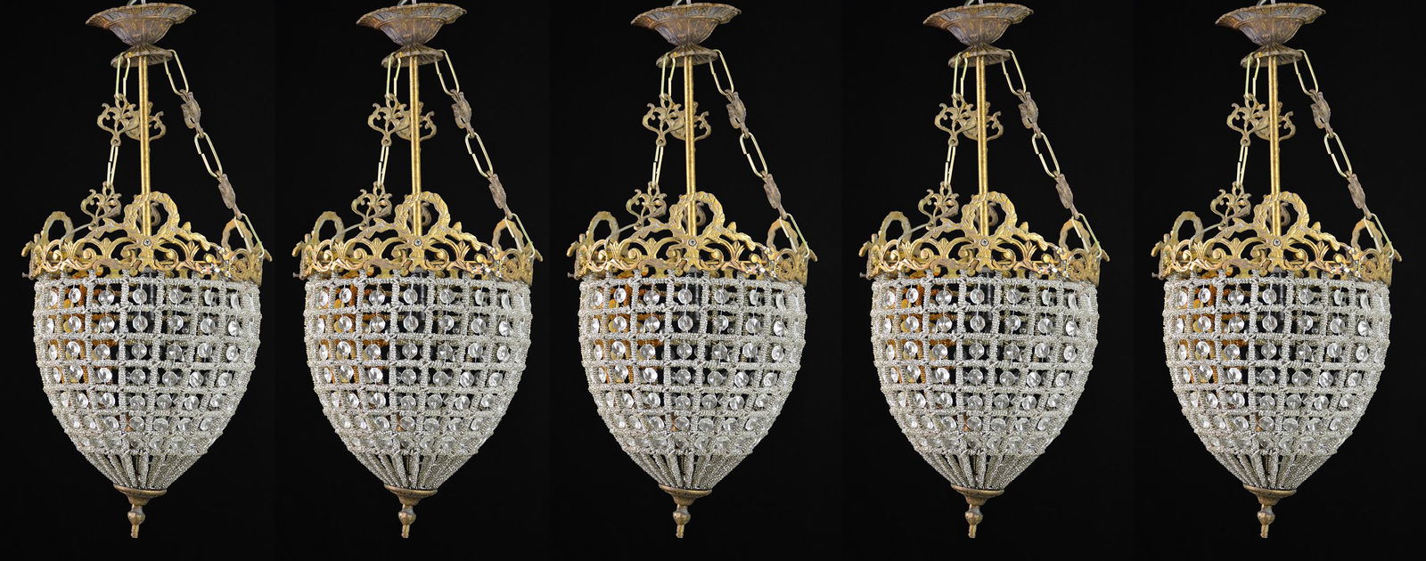 5 Small Empire Style Chandeliers with Bronze Wreaths (1 of 2)