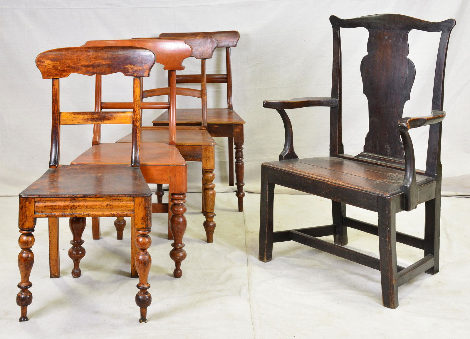 5 Assorted Oak / Mahogany Chairs (1 of 4)