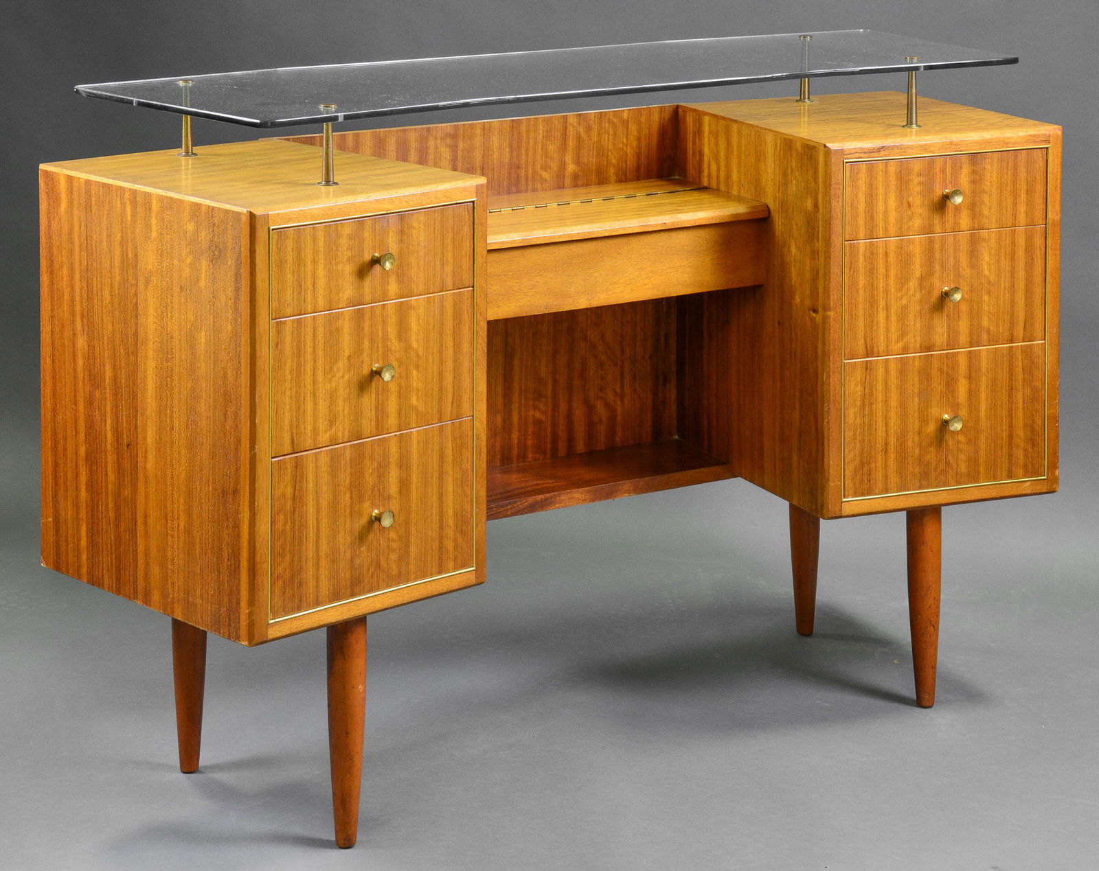 Mid Century Modern Dresser / Desk with Glass Top (1 of 4)