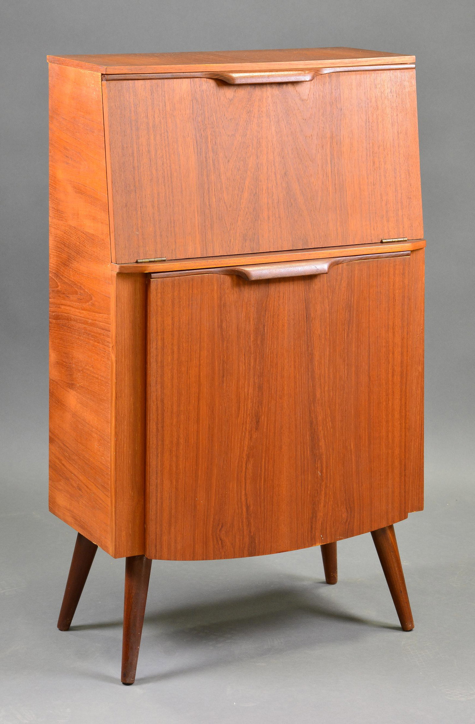 Mid Century Modern Drop Front Cocktail Cabinet: Danish Modern Style Front Cocktail Cabinet is British - 40 in tall x 24 x 13