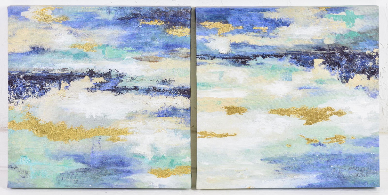 2 Small Hand Embellished Abstract Oil on Canvas (1 of 2)