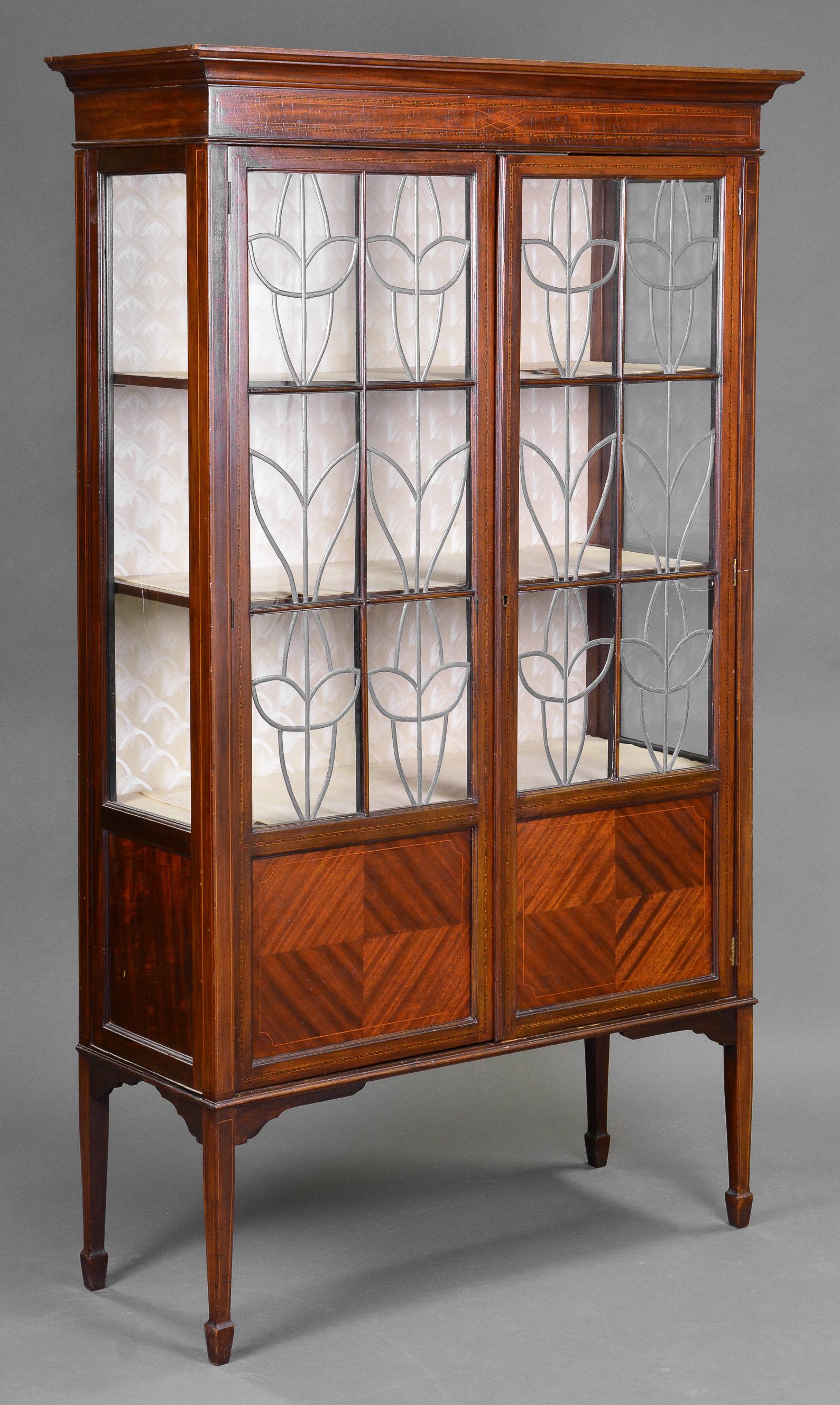 Edwardian Double Leaded Glass Door Display Cabinet (1 of 5)