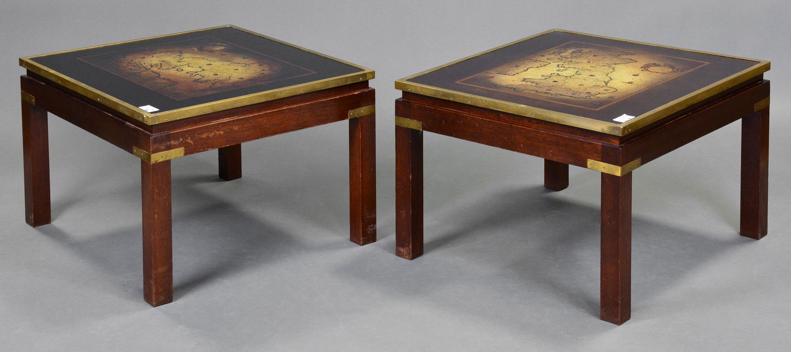 2 Eglomise Map of England Tables Attrib. to Jansen (1 of 3)