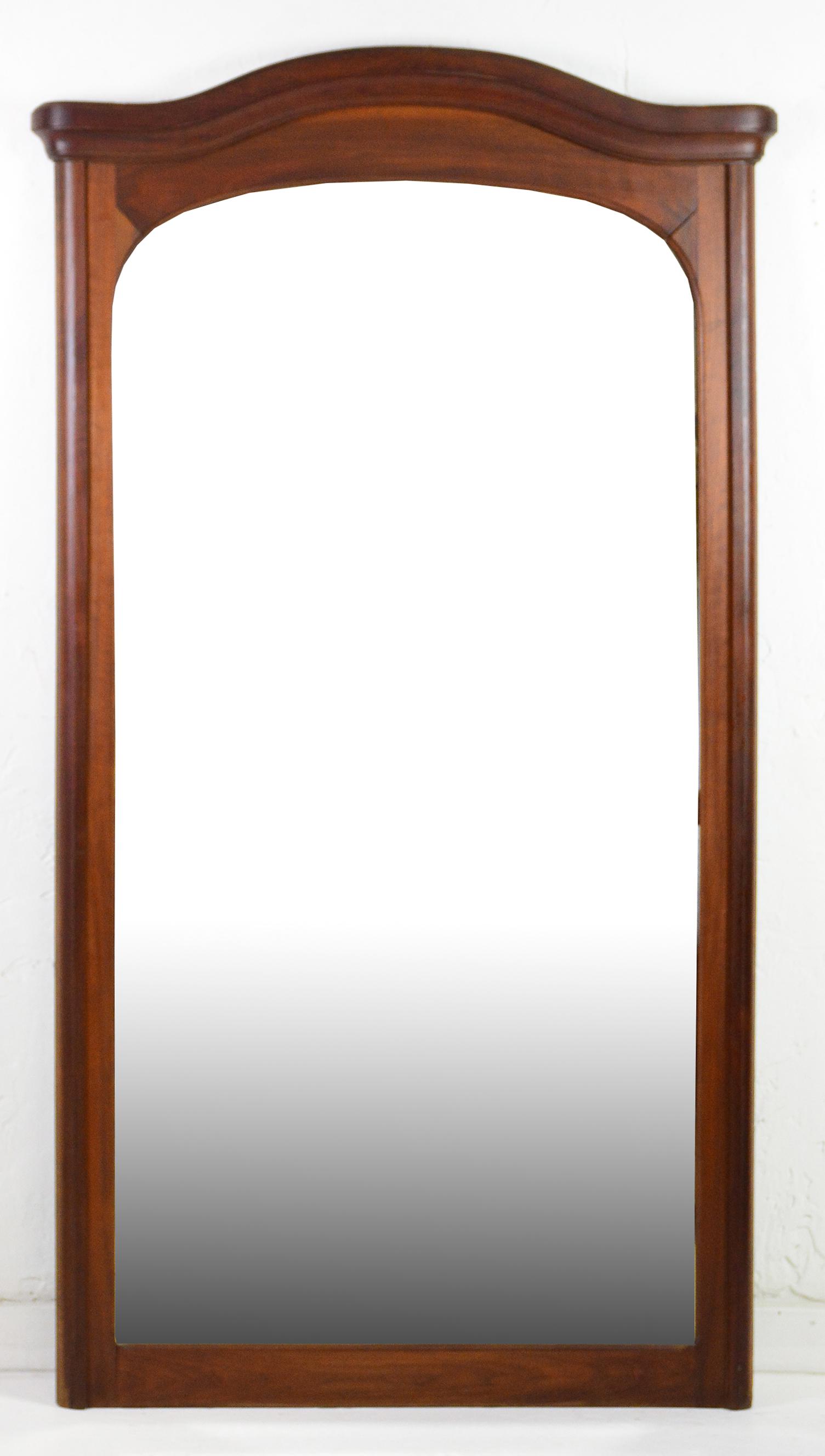 Tall Arched Beveled Mirror in an Oak Frame (1 of 2)