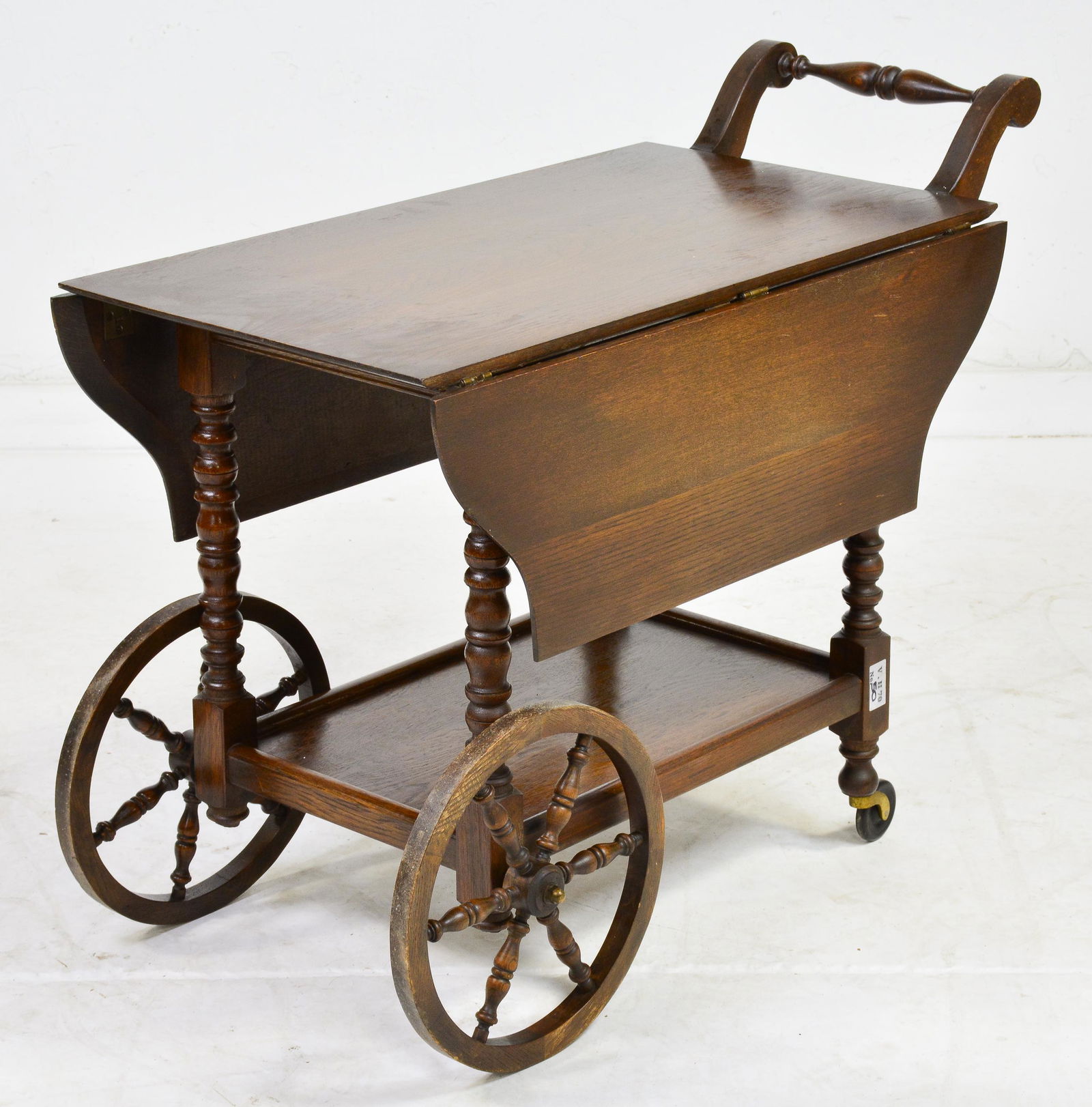 Dark Oak Rolling Tea Trolly / Cocktail Cart (1 of 1)