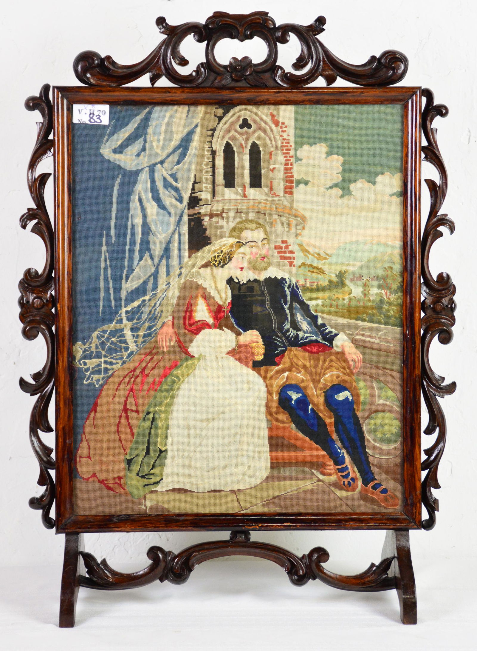 British Mahogany Stitched Fire Screen #2 (1 of 4)