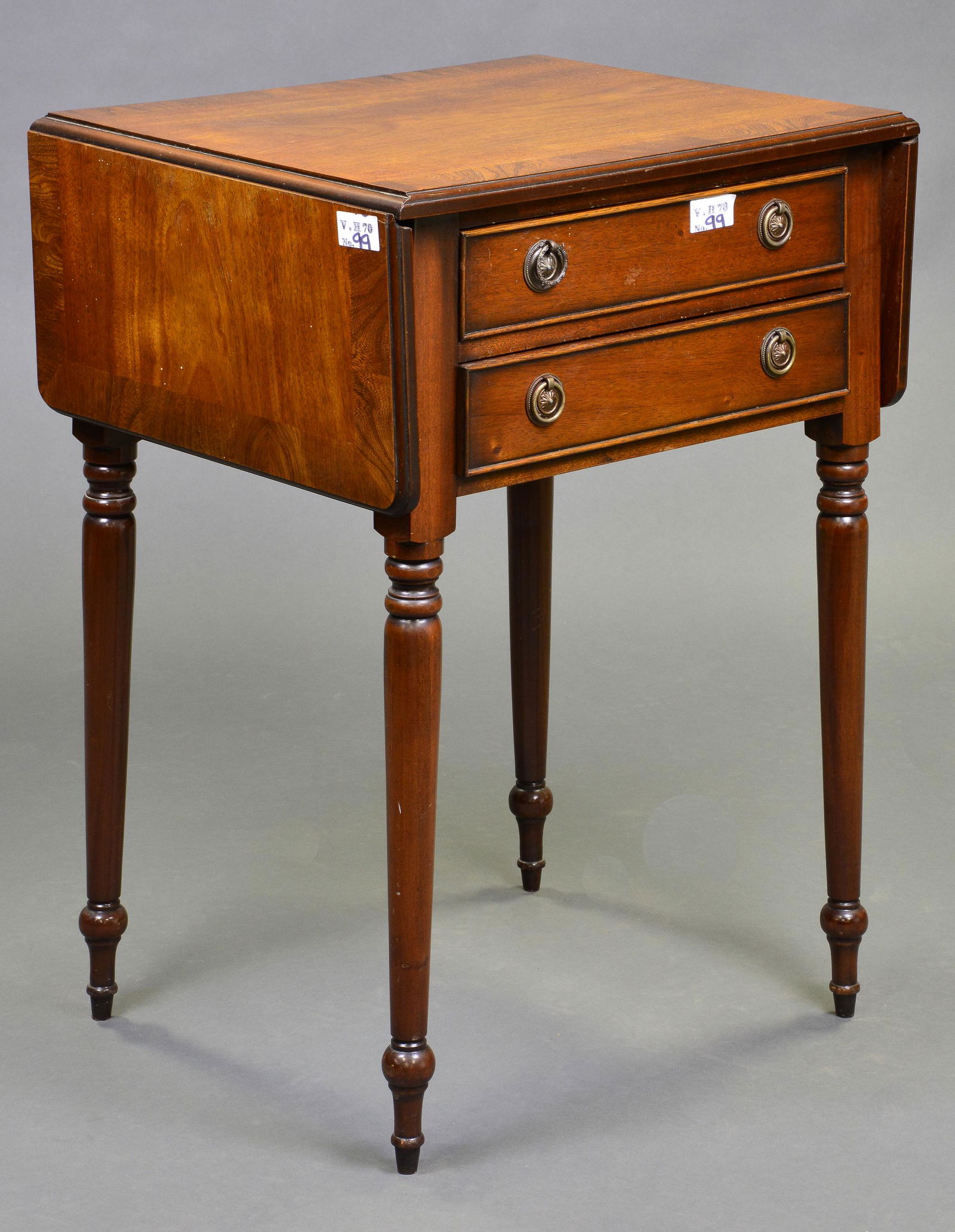 Mahogany 2 Drawer Drop Sided End Table (1 of 2)