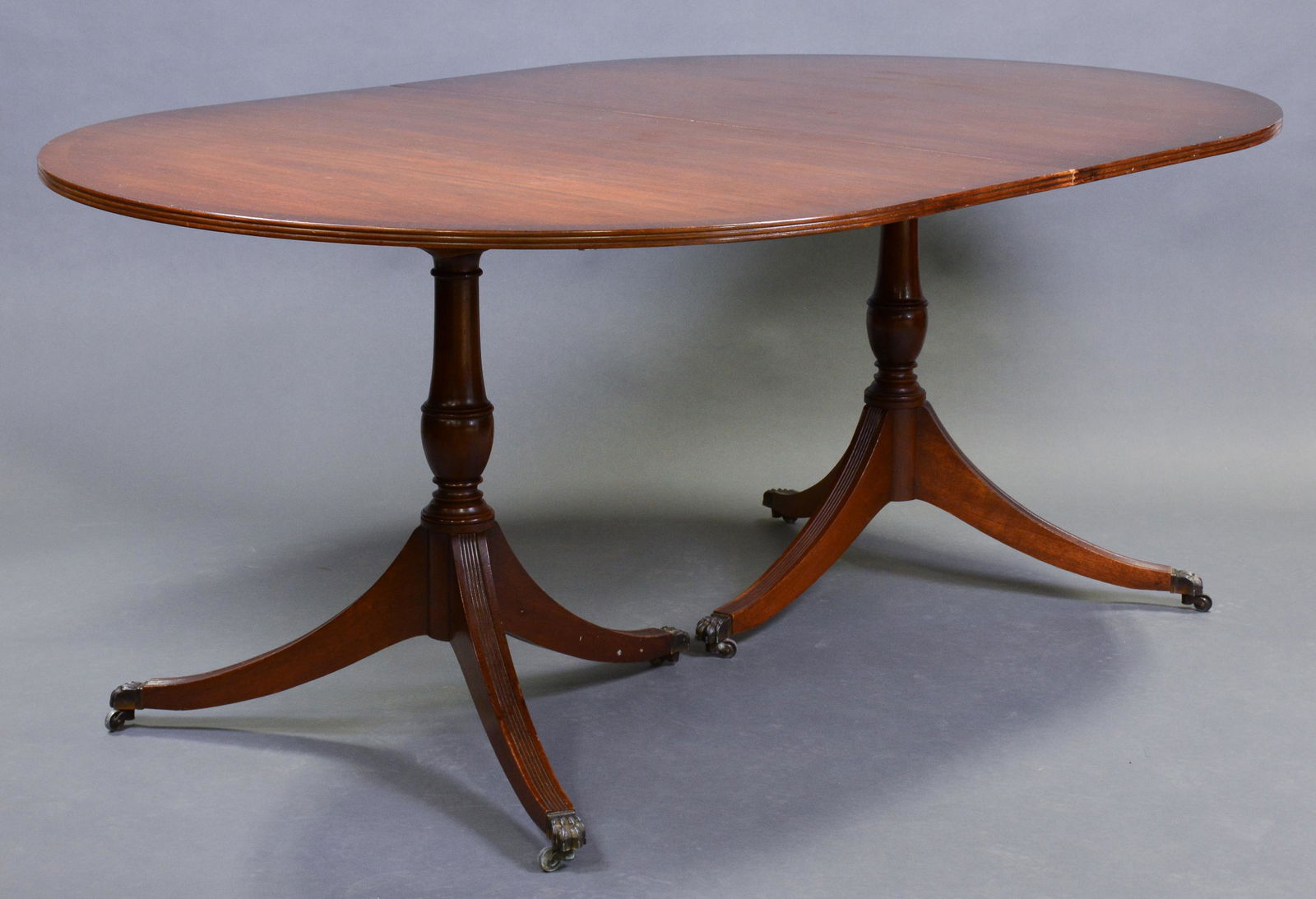 British Double Pedestal Oval Table With Leaf (1 of 6)