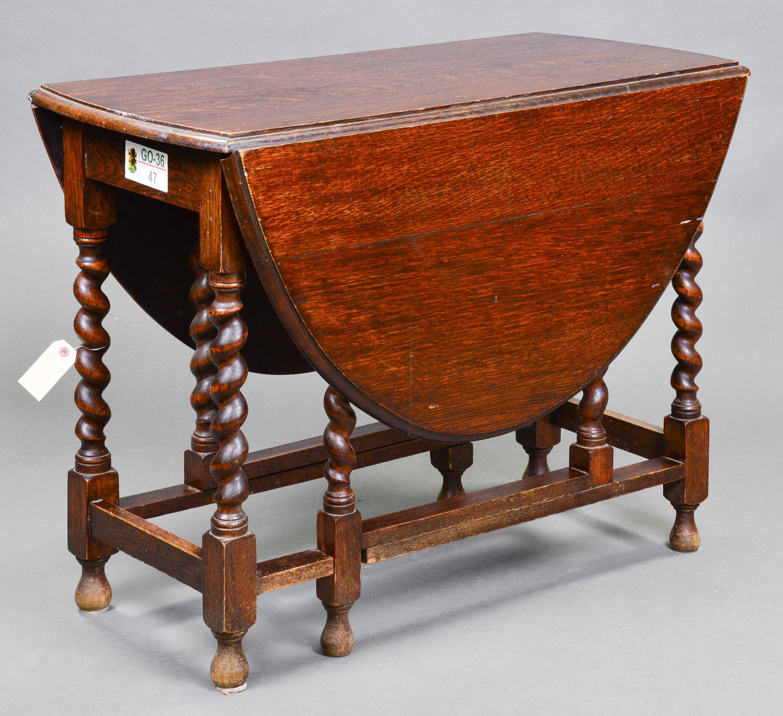 Large British Oak Barley Twist Drop Leaf Table (1 of 2)