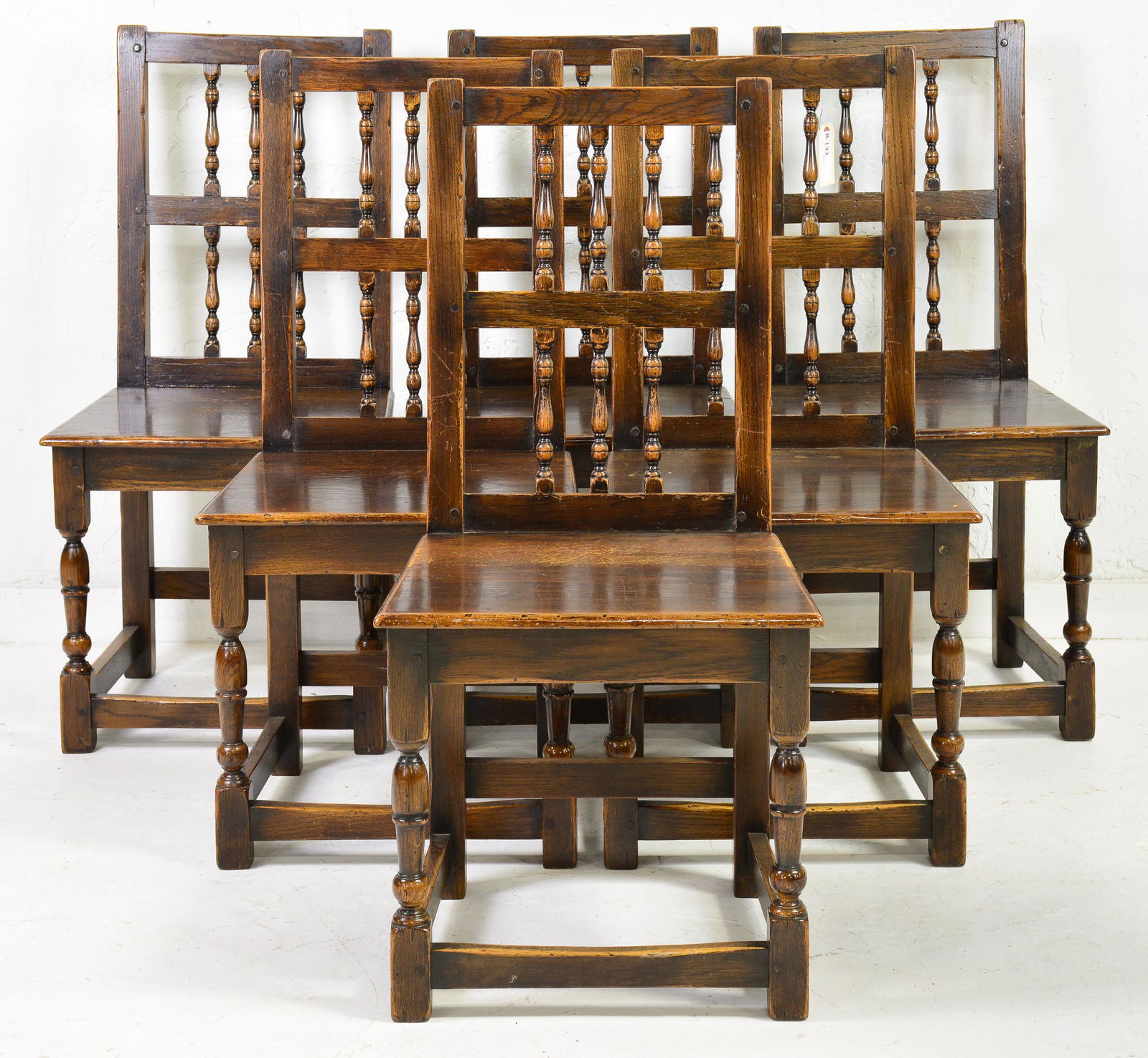 Set of 6 Oak Spindle Back Chairs (1 of 3)