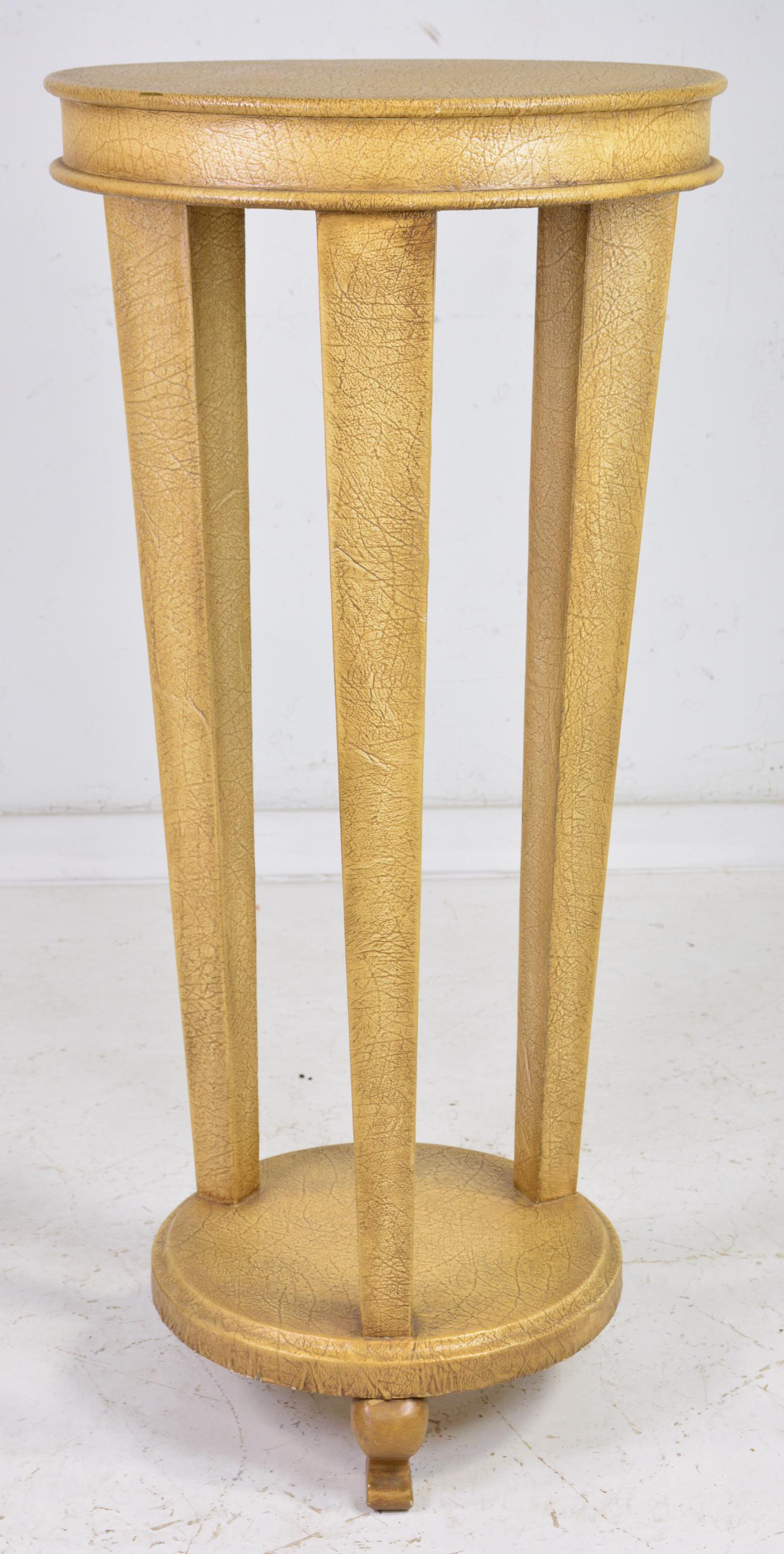 Lam Lee Crackle Painted Tall Pedestal Table (1 of 2)