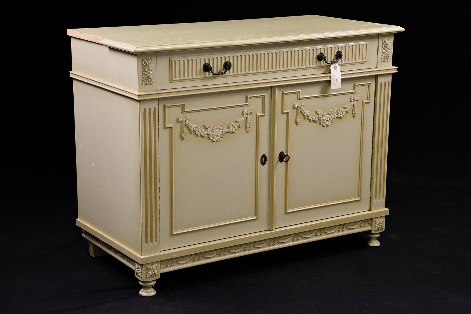 Painted French Style 1 Drawer 2 Door Cabinet (1 of 9)