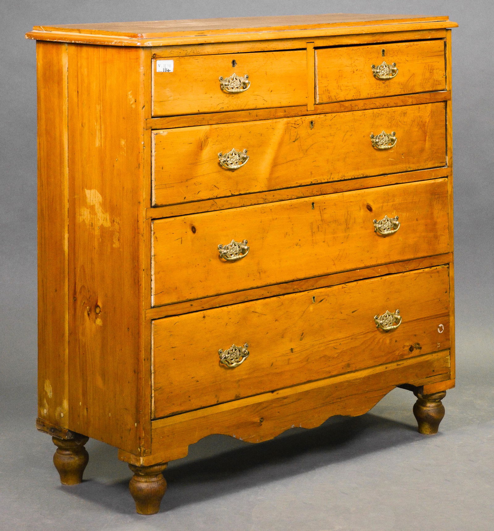 English Pine 5 Drawer Victorian Chest (1 of 4)