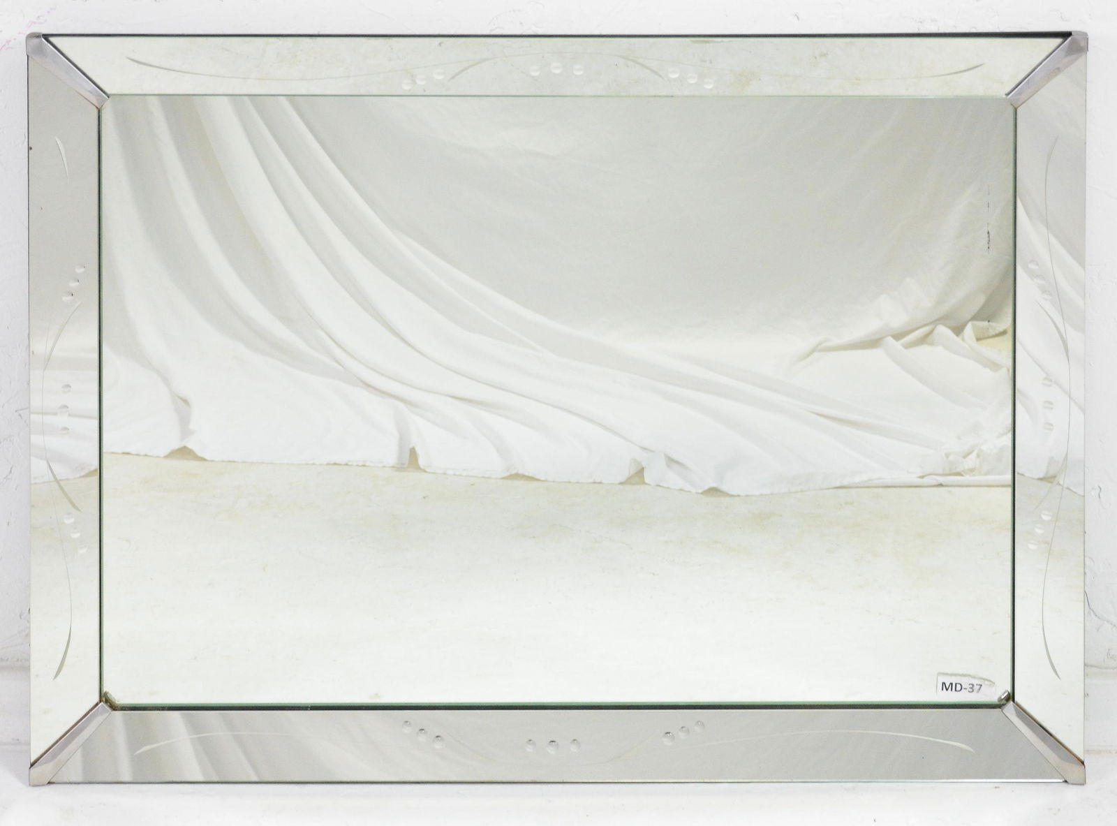 Large Mirror With Etched Design Around Frame (1 of 1)
