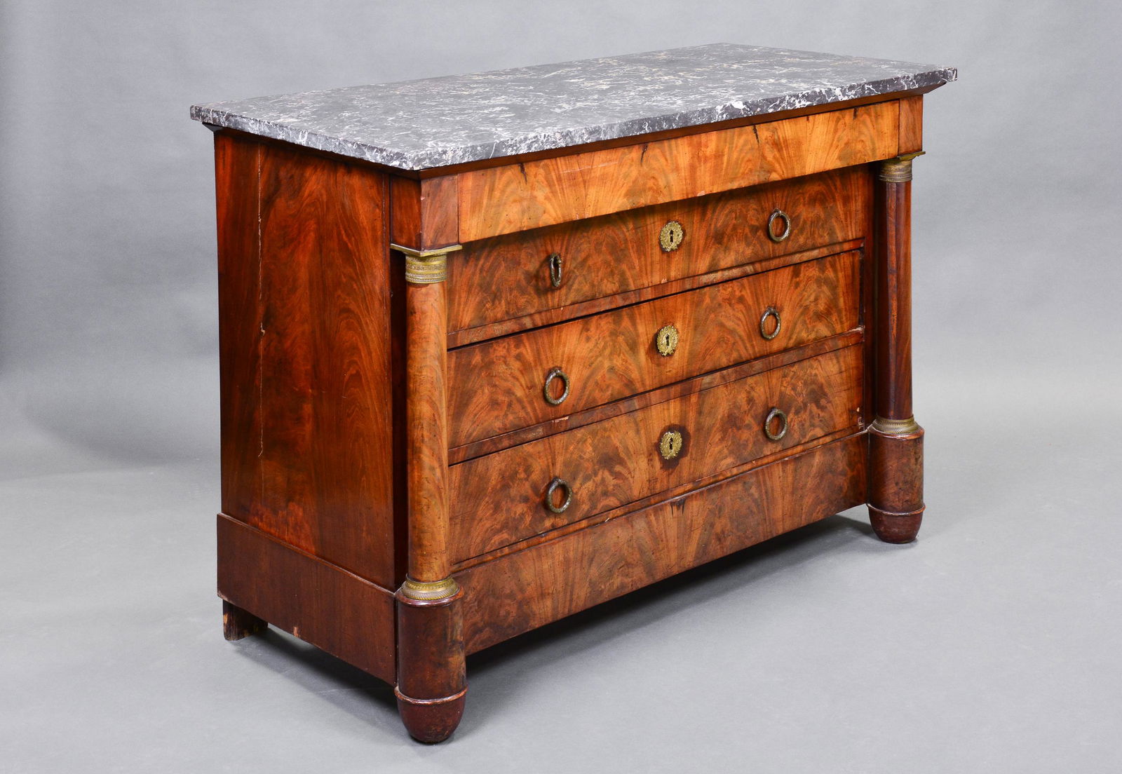 French Empire Style Marble Top 4 Drawer Chest (1 of 9)