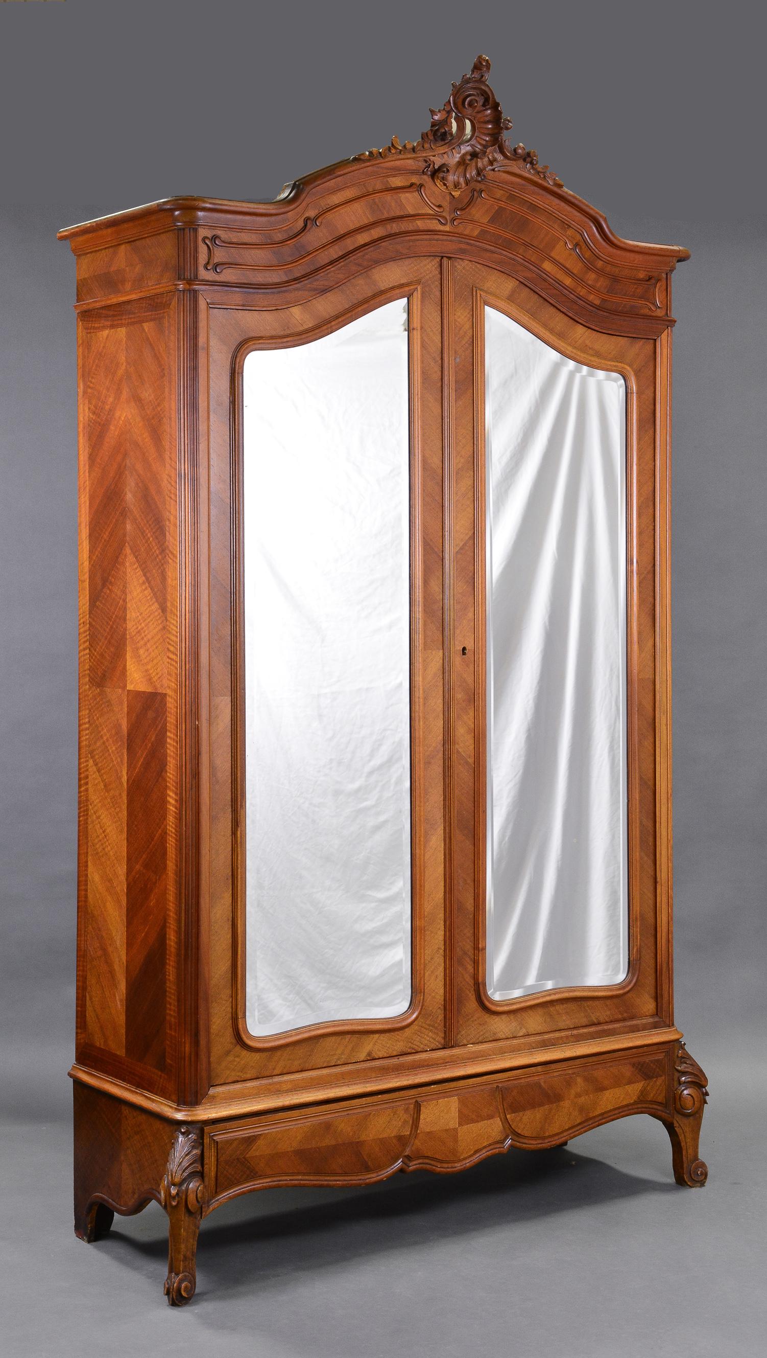 Louis XV Style Large Double Mirror Door Armoire (1 of 5)