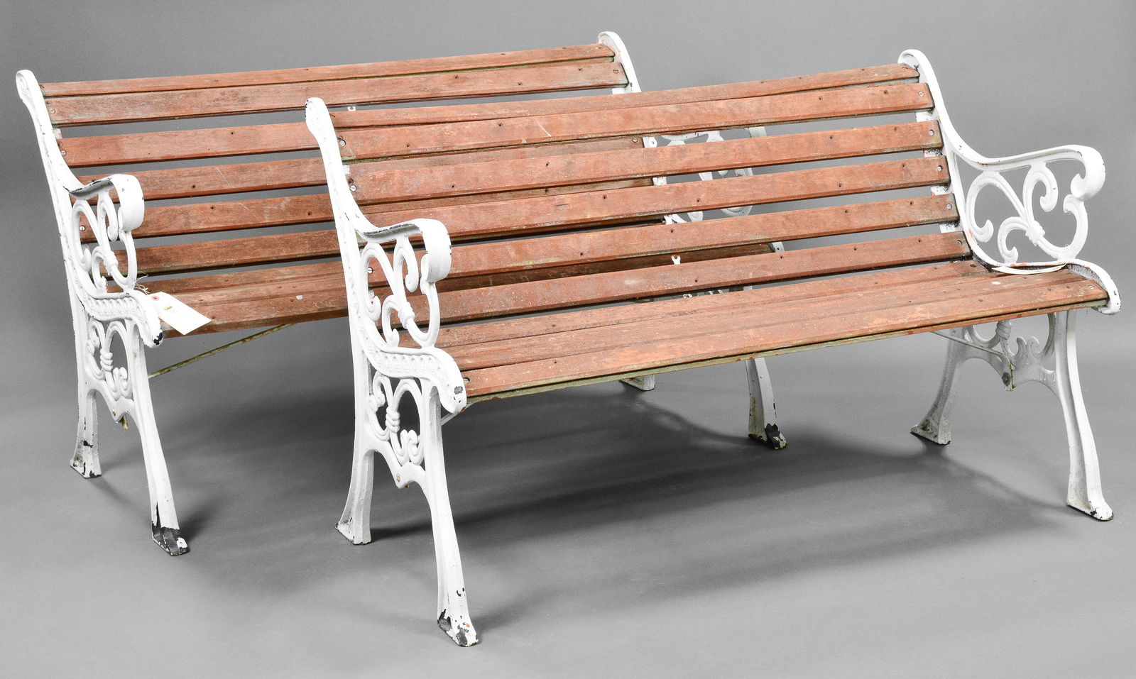 Pair Painted Metal Garden Benches (1 of 3)
