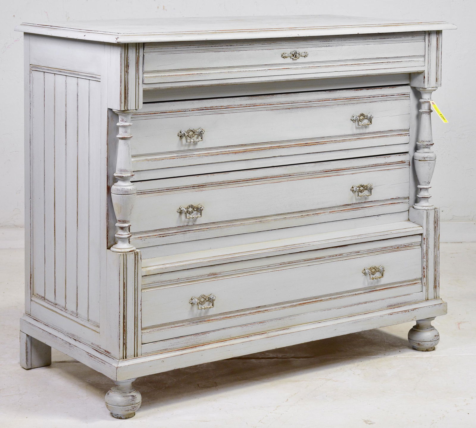 Louis XVI Style Painted 4 Drawer Pitch Pine Chest (1 of 3)