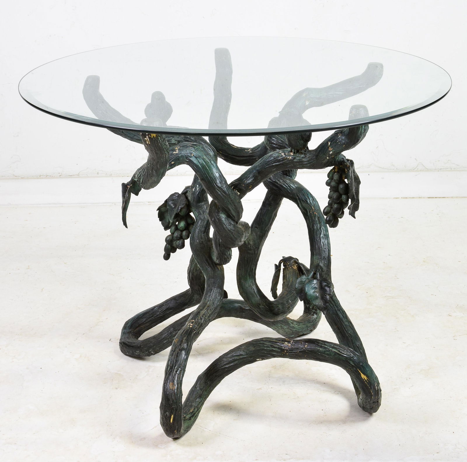 Round Bronze Base Glass Top Entry / Side table (1 of 3)
