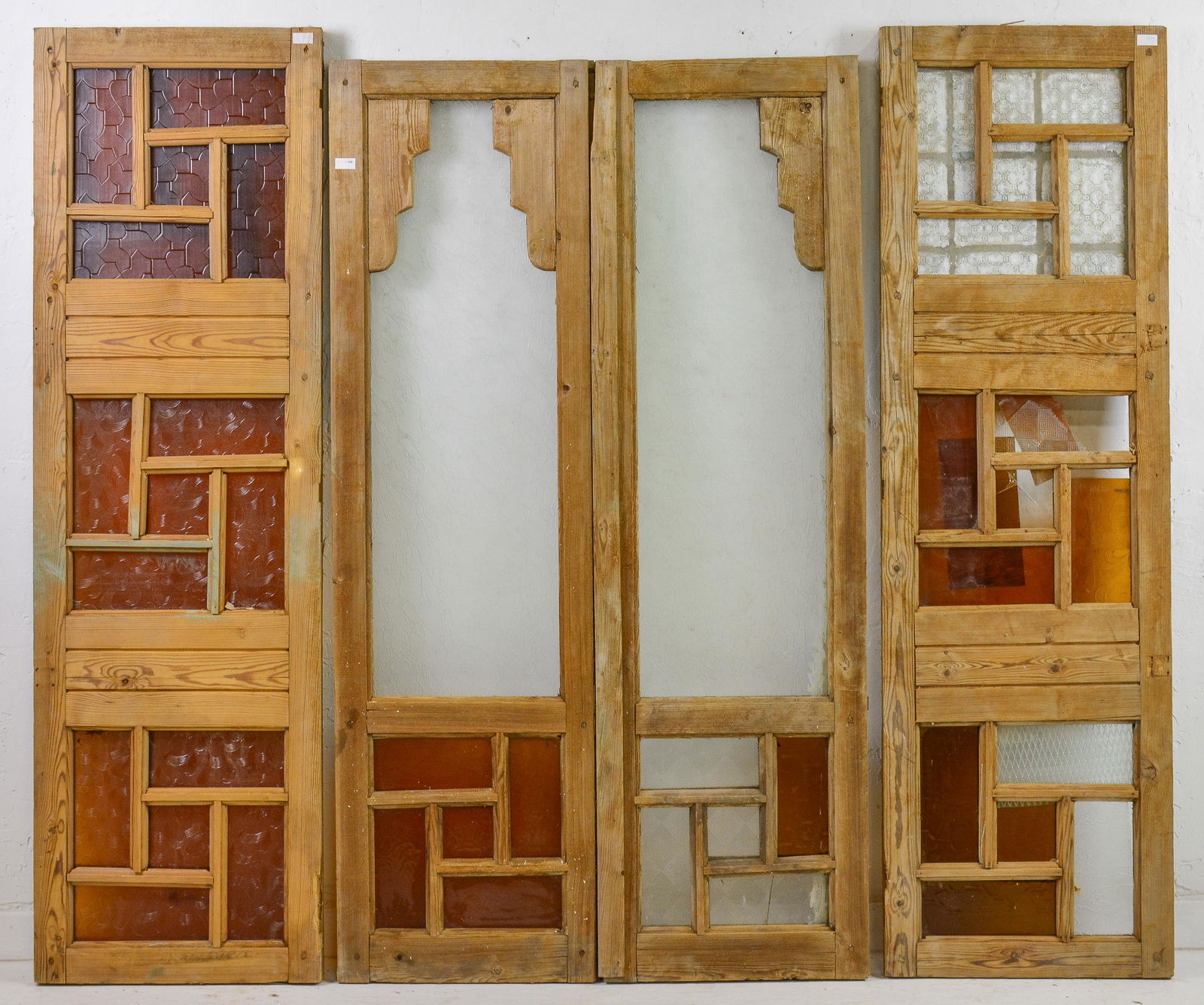 Four Vintage Stained Glass Window Panels (1 of 6)
