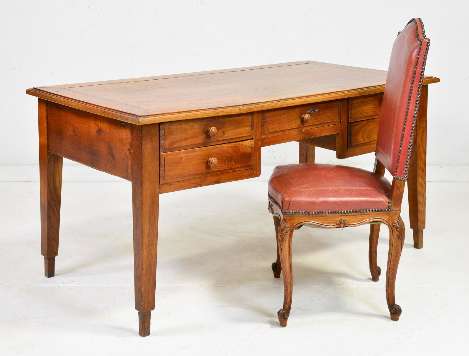 French Rustic Chestnut Desk & Louis XV Style Chair (1 of 6)