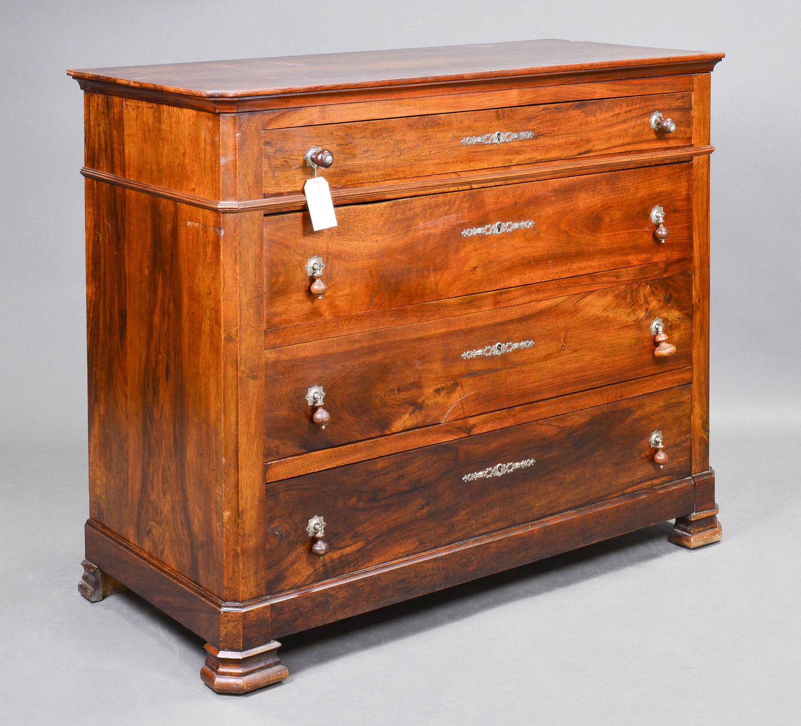 Louis Philippe Style 4 Drawer Walnut Chest (1 of 5)