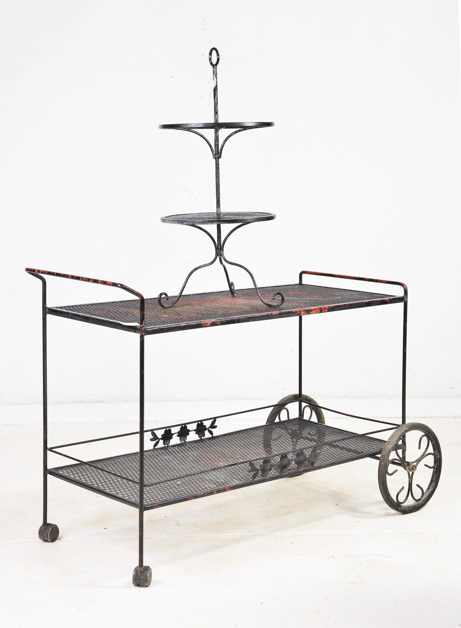 Large Black Metal Garden Cart & 2 Tier Stand (1 of 5)