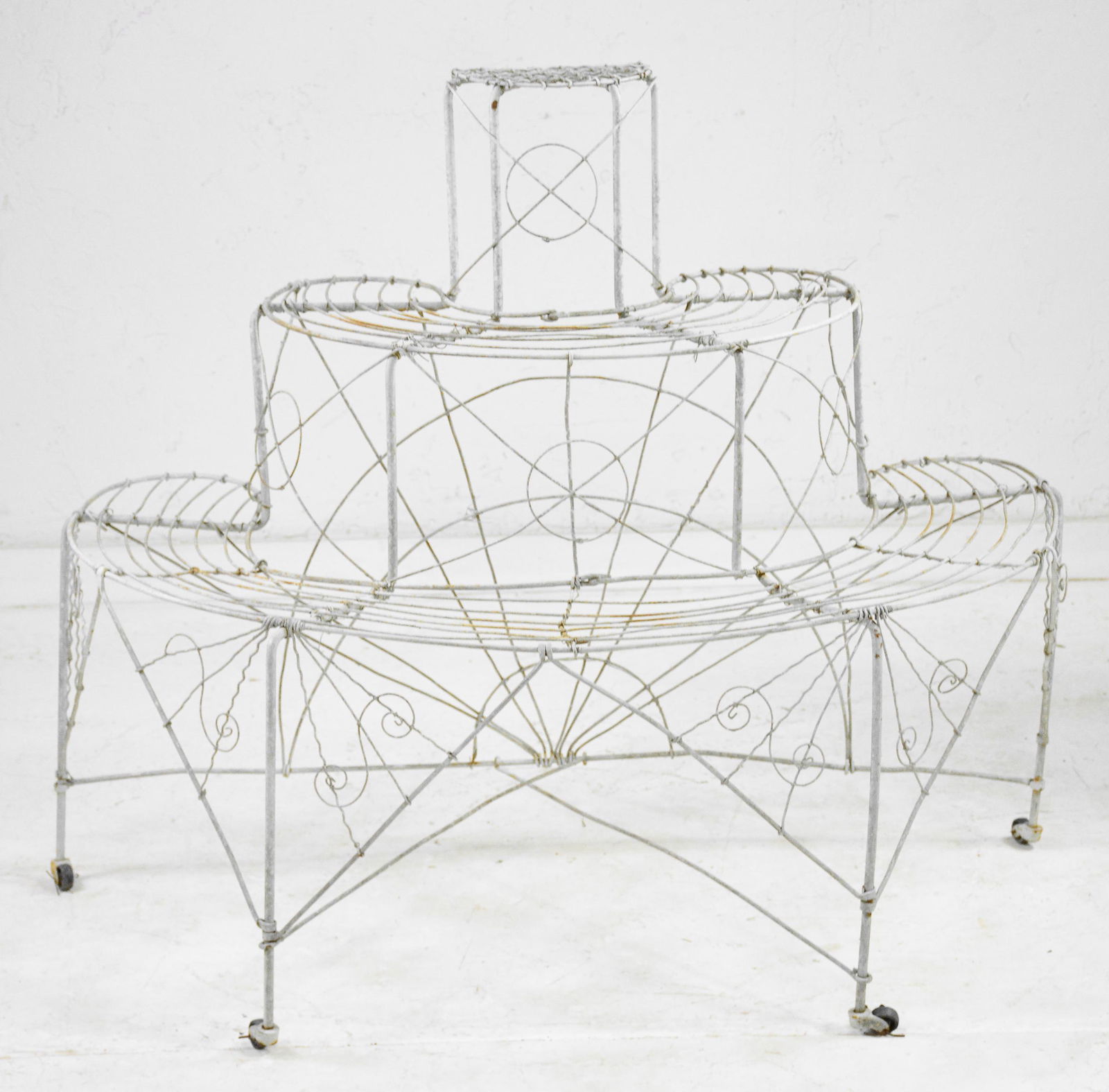 Painted French Iron Wire 3 Tier Curved Plant Stand (1 of 2)
