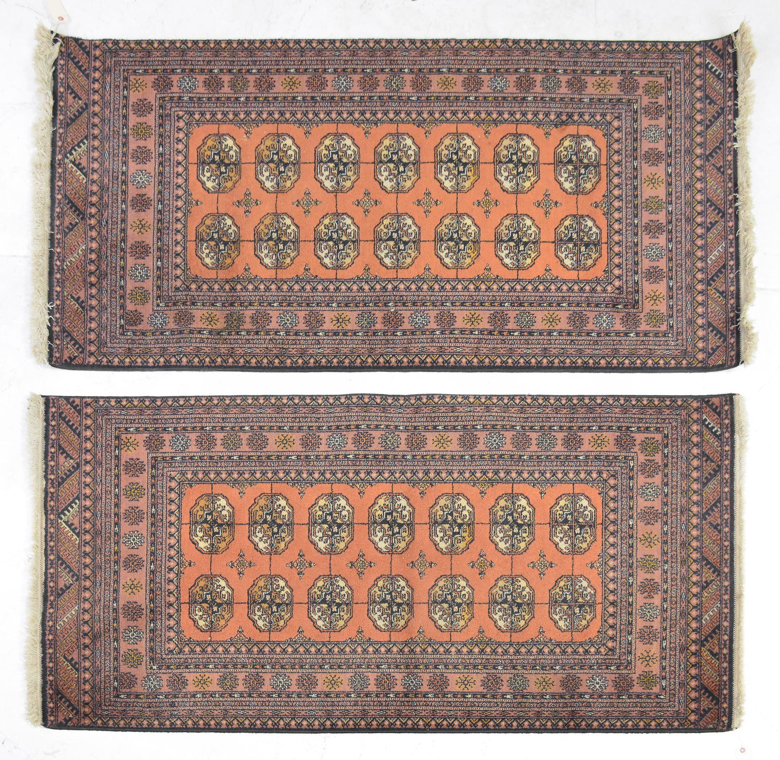 Pair European Dark Blue / Orange Rugs (1 of 2)