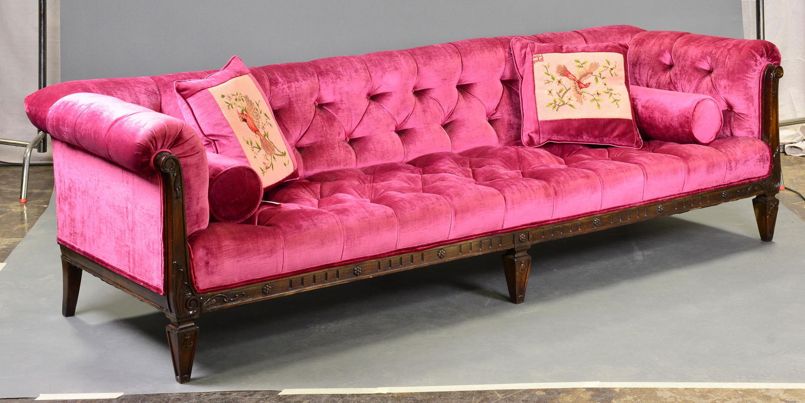 Pink Upholstered Button Tufted Sofa #1 (1 of 6)