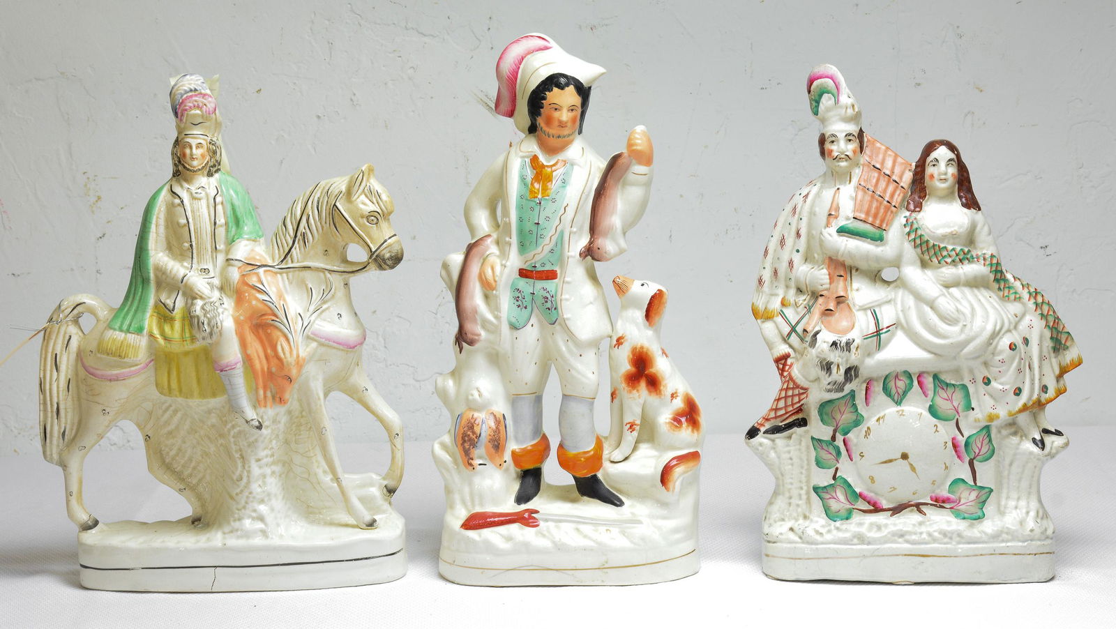 3 Staffordshire Figures - Man on Horse, Etc. (1 of 2)