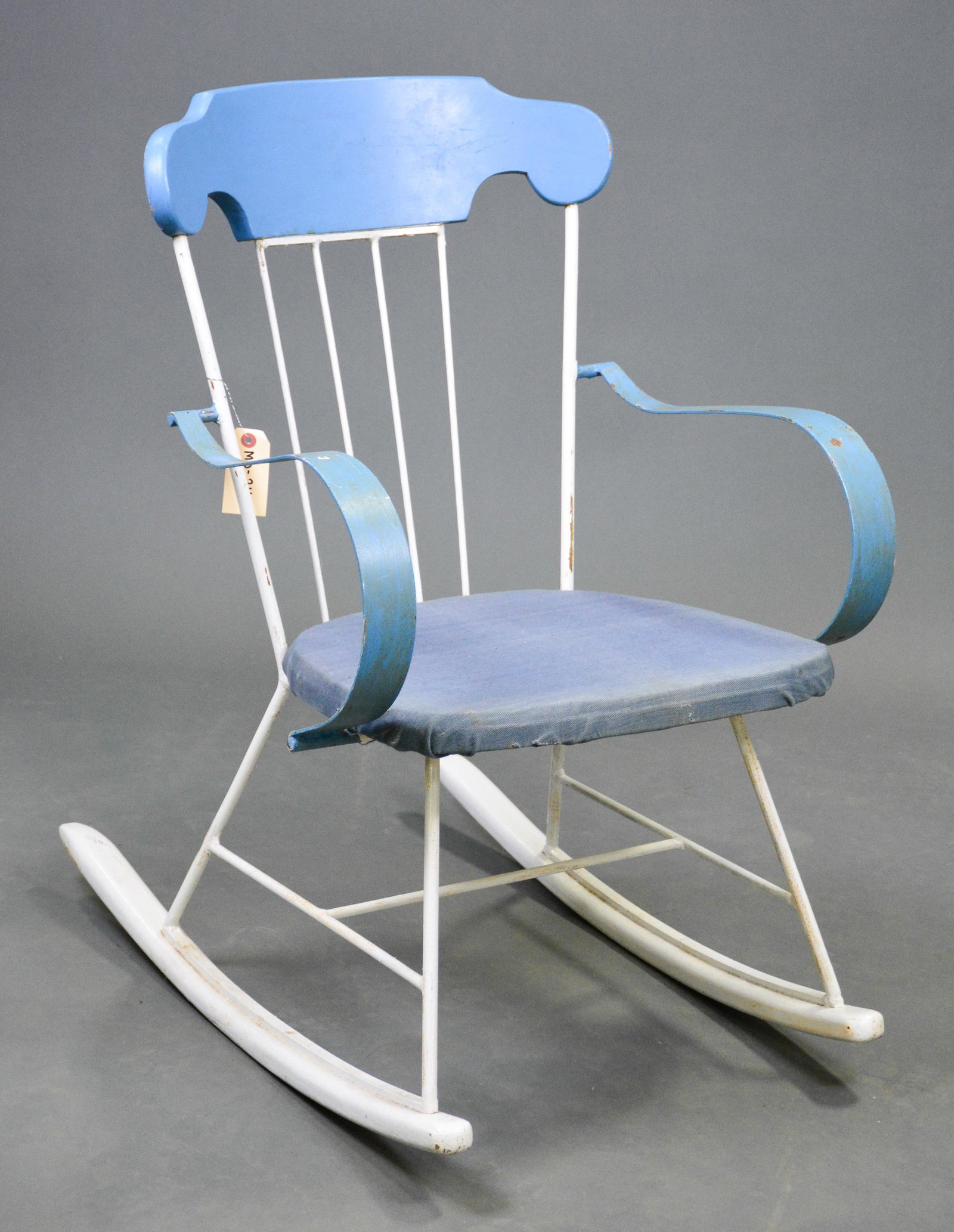 Blue / White Painted Rocking Chair: Blue / White Painted Rocking Chair - 34 in tall x 23 x 29