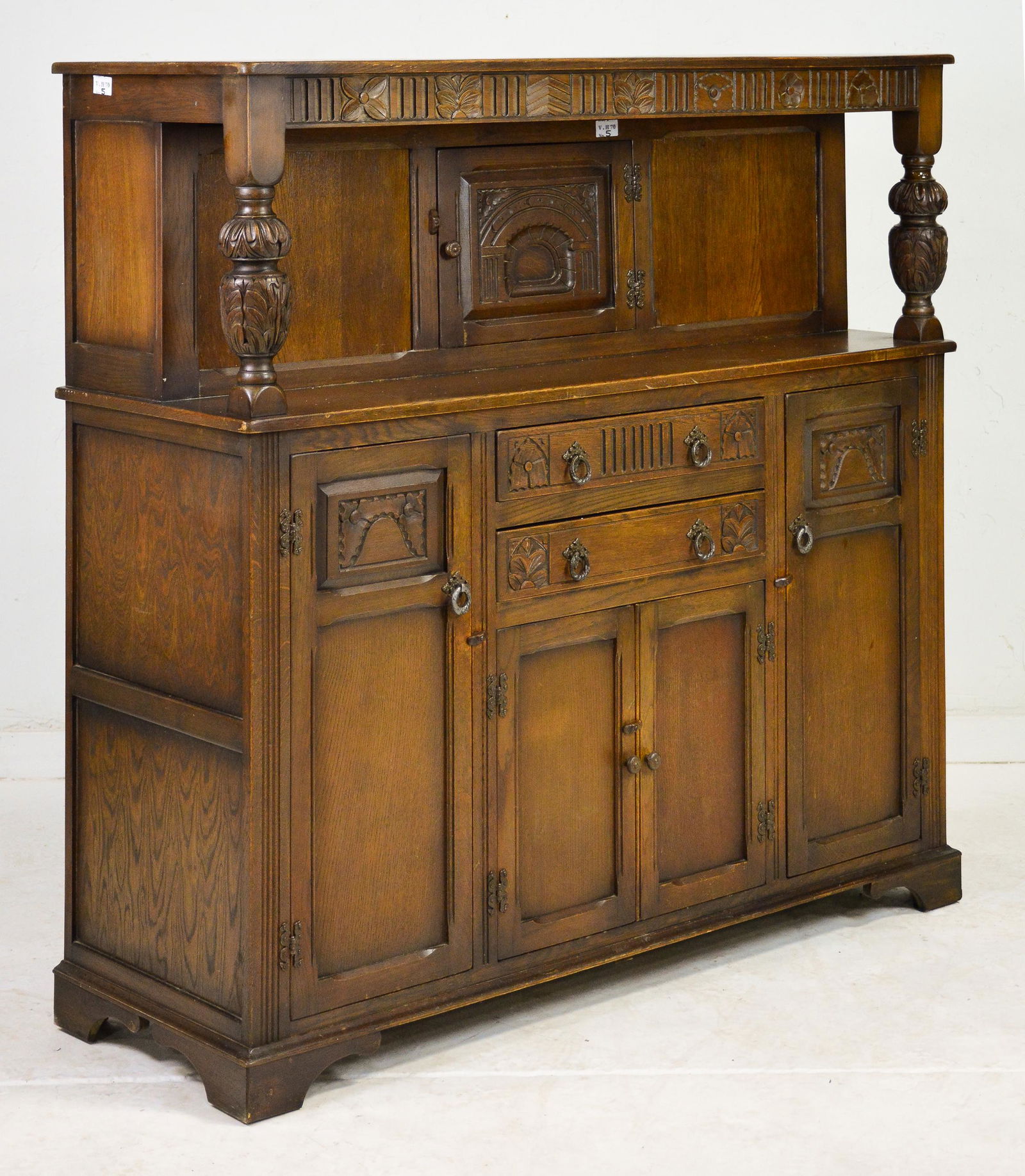 British Carved Oak Court Cupboard (1 of 4)