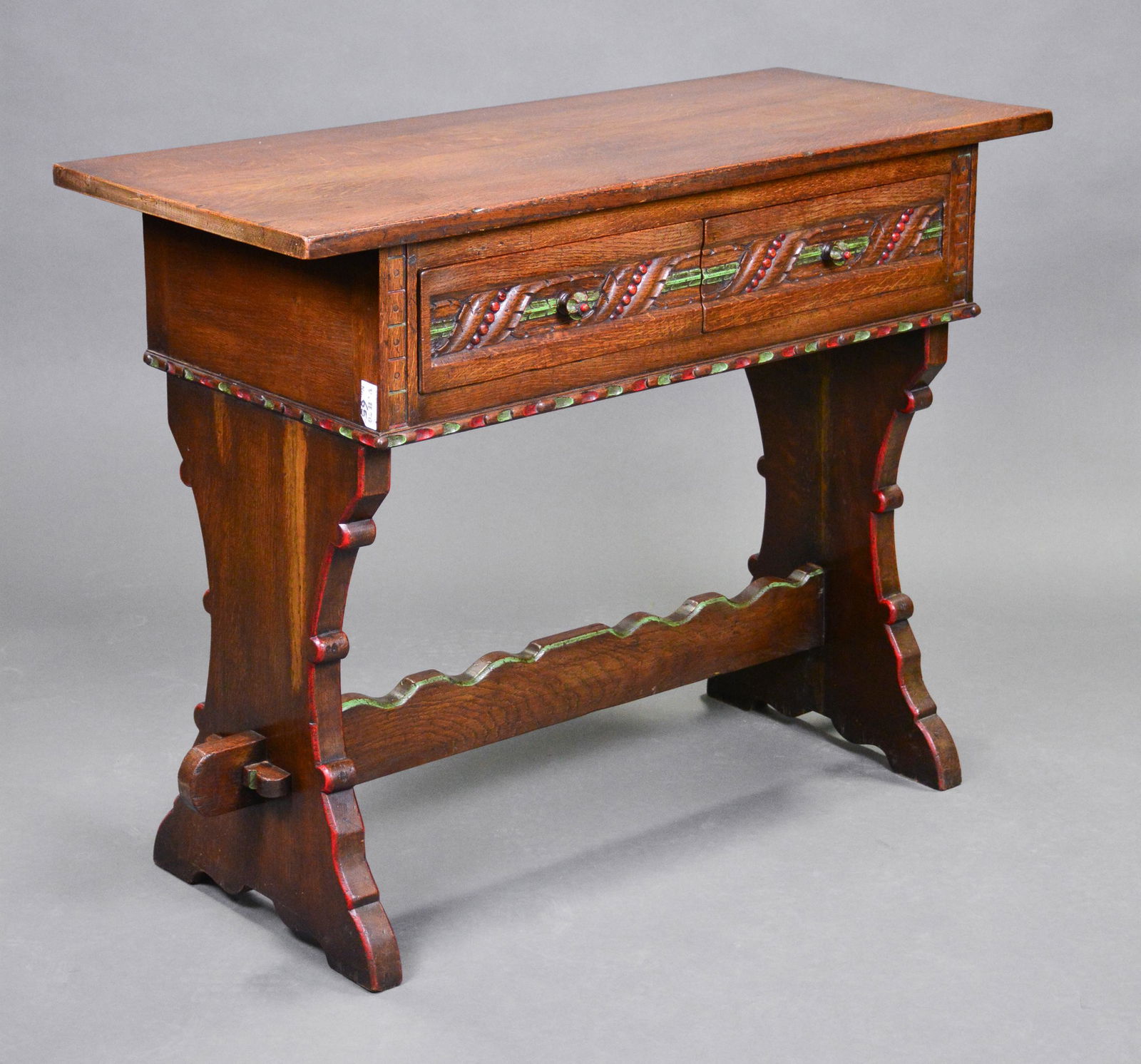 British Oak Trestle Base Hall Table / Console (1 of 7)