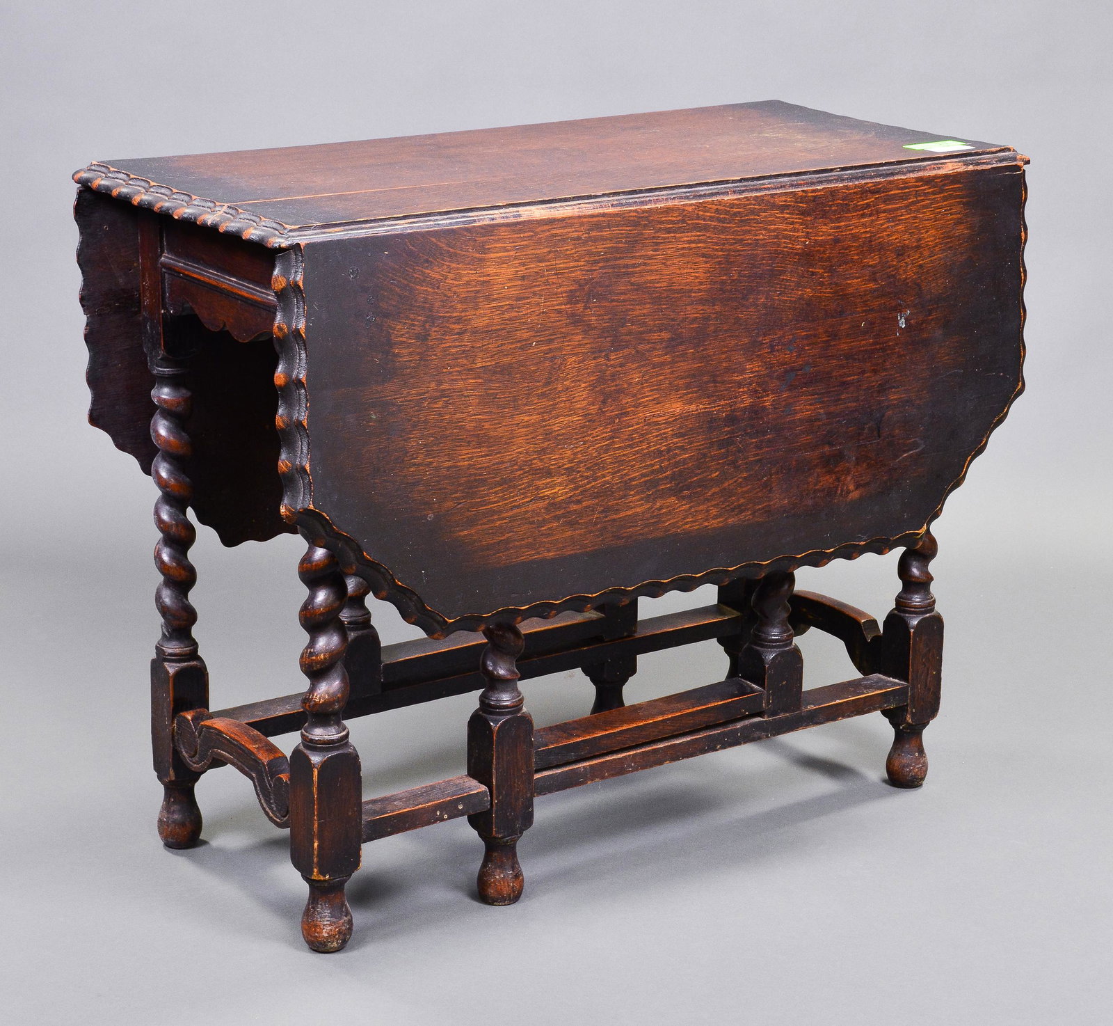 Barley Twist Drop Leaf Table with Pie Crust Edge: English Oak Barley Twist Drop Leaf / Gateleg Table with Pie Crust Edge - 29 in tall x 37 x 17, leaves are 16 inches each