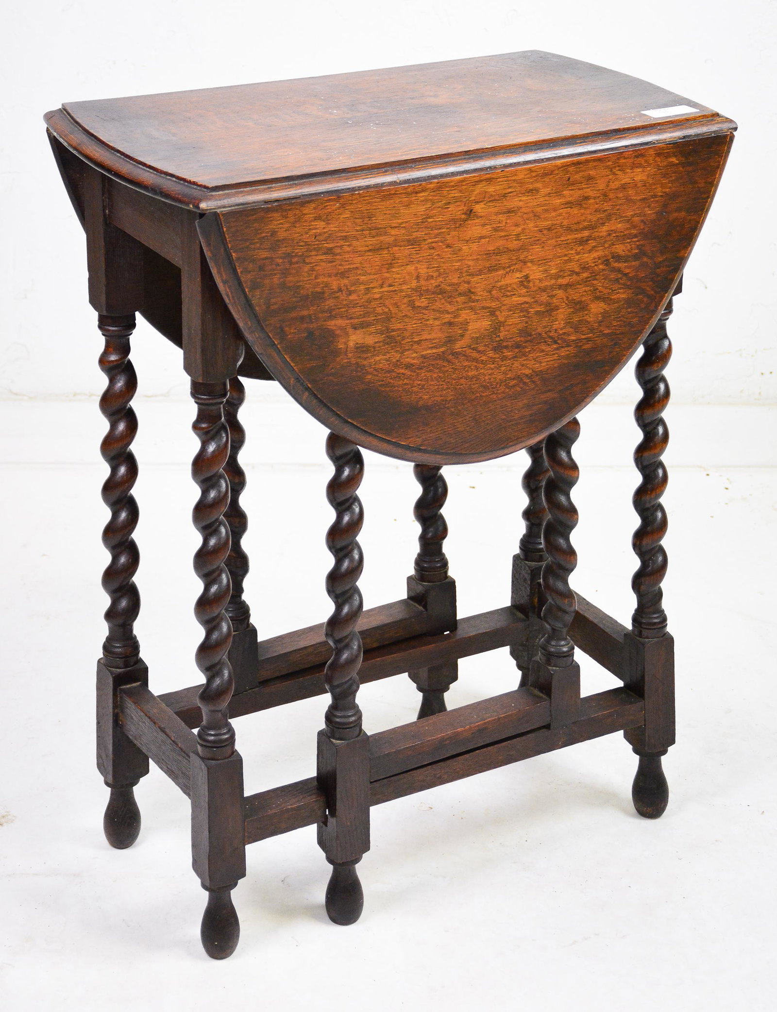 English Oak Barley Twist Drop Leaf Table #1: English Oak Barley Twist Drop Leaf Table - 30 in tall x 24 x 14, leaves are 11 inches each