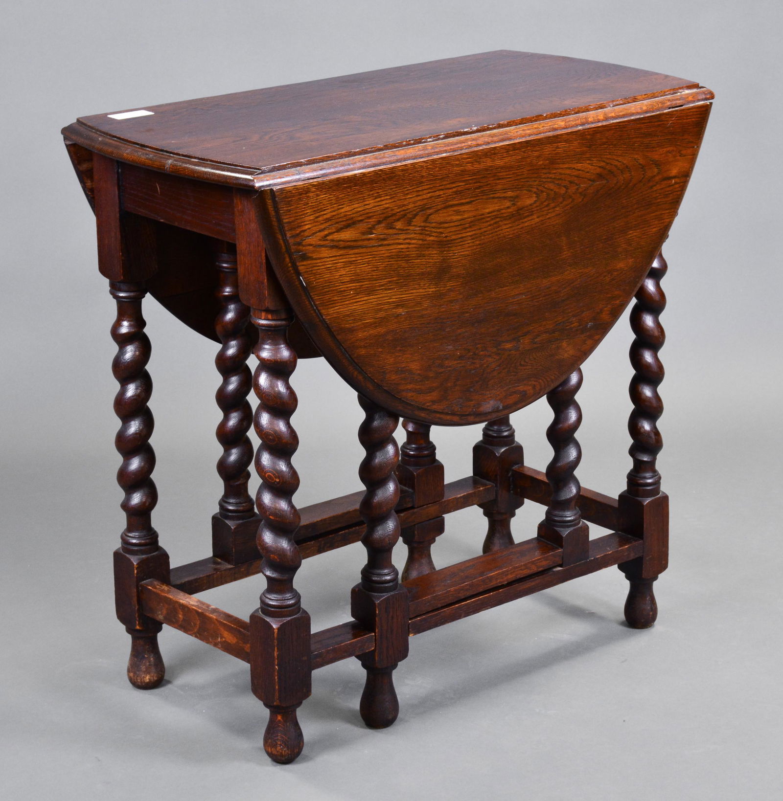 English Oak Barley Twist Drop Leaf Table #2: English Oak Barley Twist Drop Leaf Table - 29 in tall x 30 x 14, leaves are 14 inches each