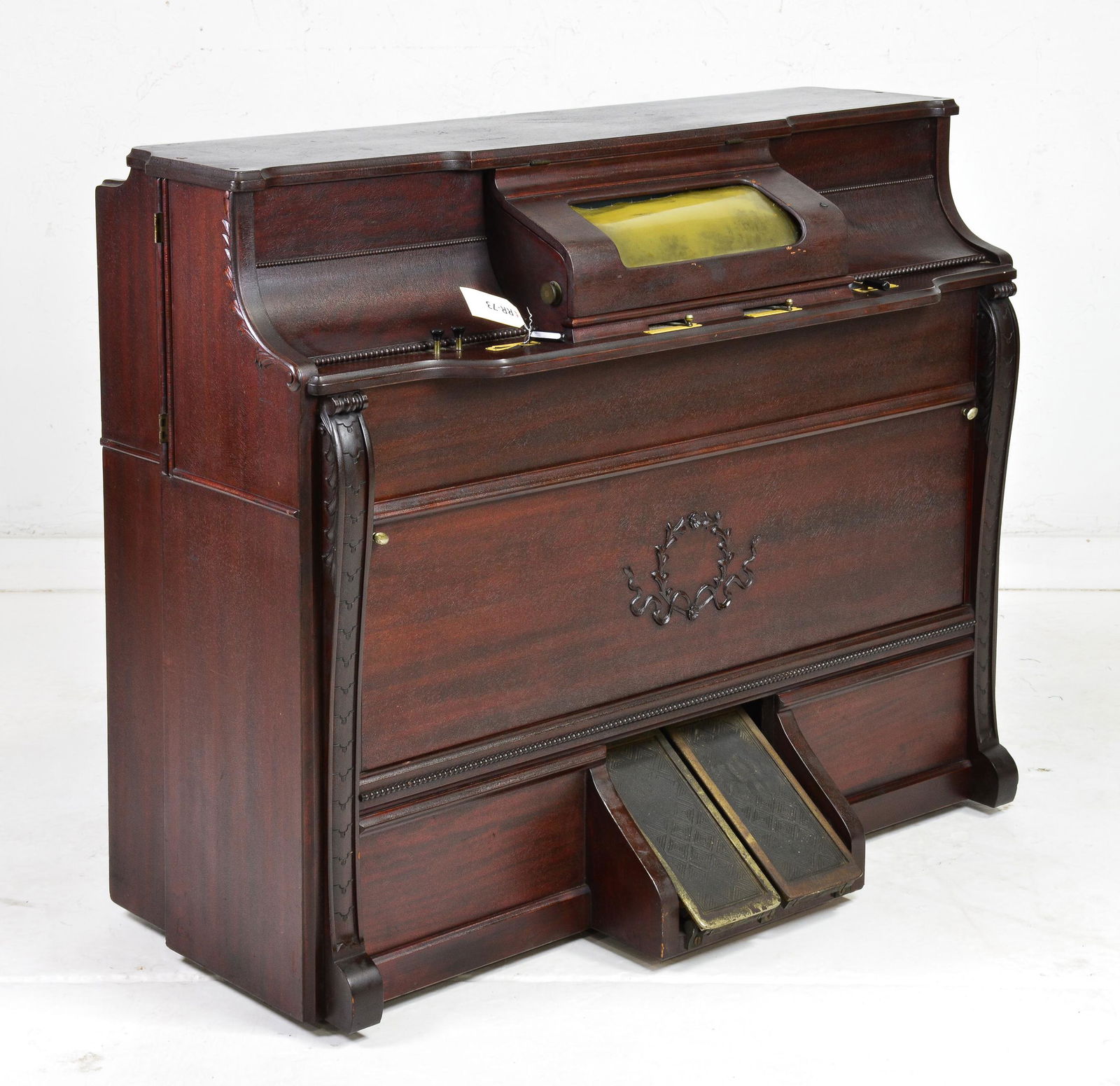 Antique Mahogany Cased Angelus Player Pump Organ: Antique Mahogany Cased Angelus Player Pump Organ - 37 in tall x 45 x 22